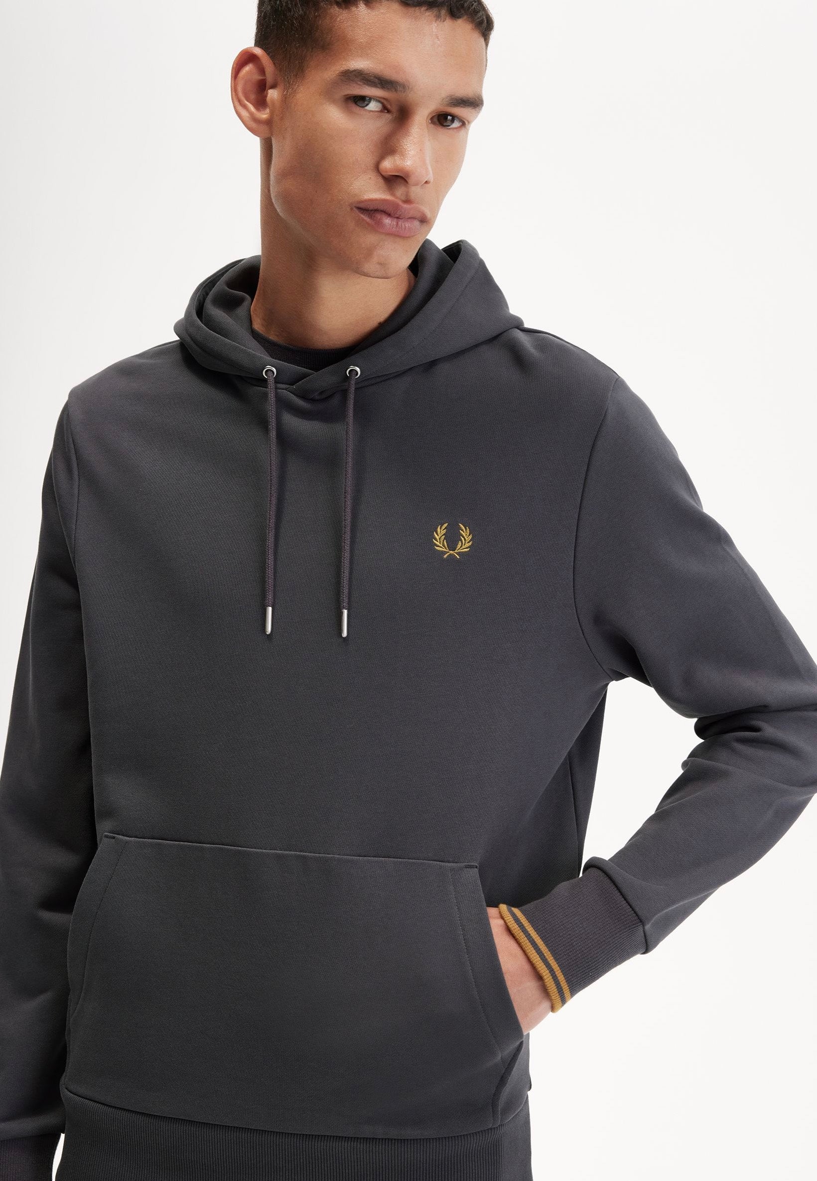 Fred Perry - Tipped Hooded Anchor Grey/Dark Caramel - Hoodie | Men-Image