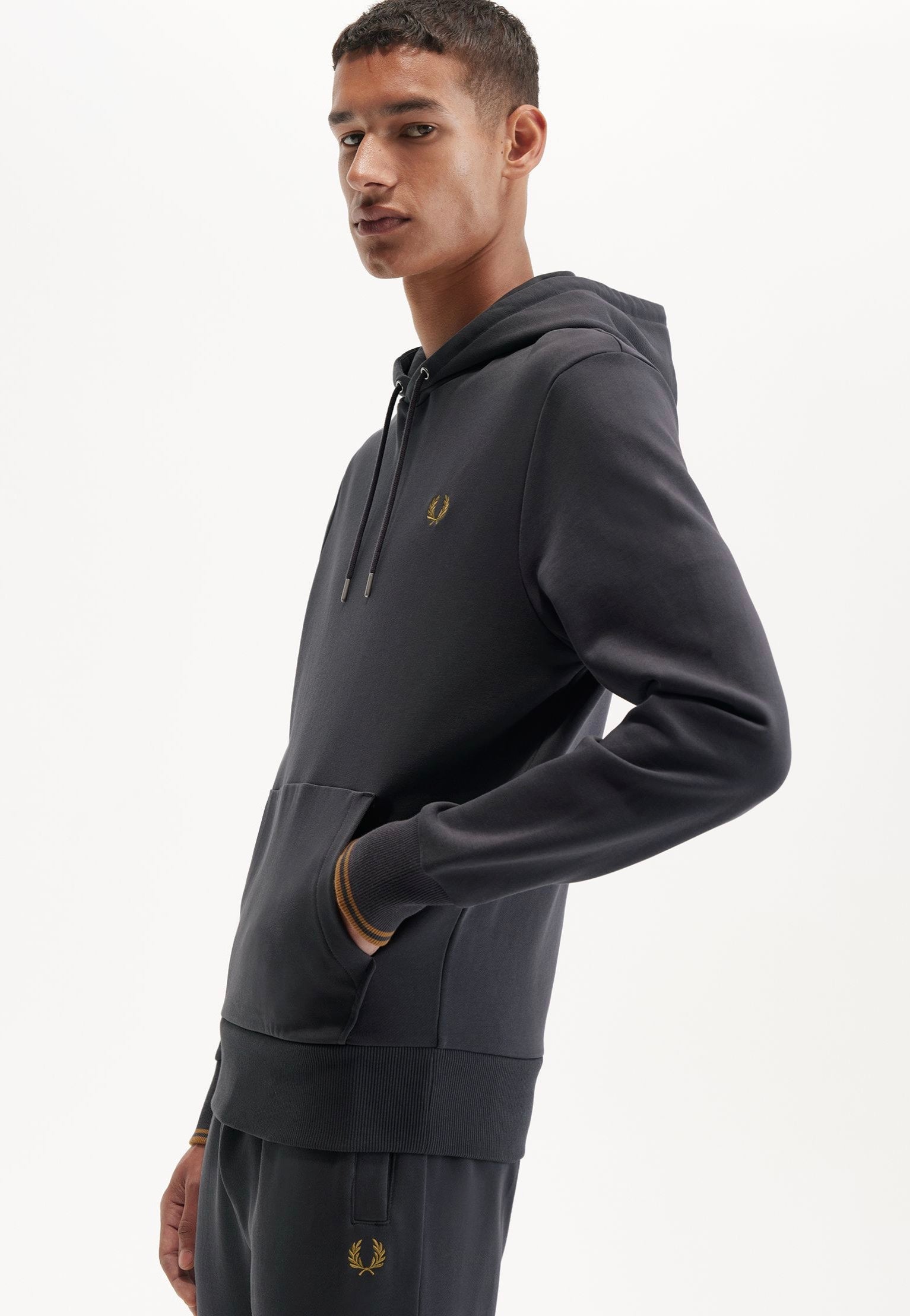 Fred Perry - Tipped Hooded Anchor Grey/Dark Caramel - Hoodie | Men-Image