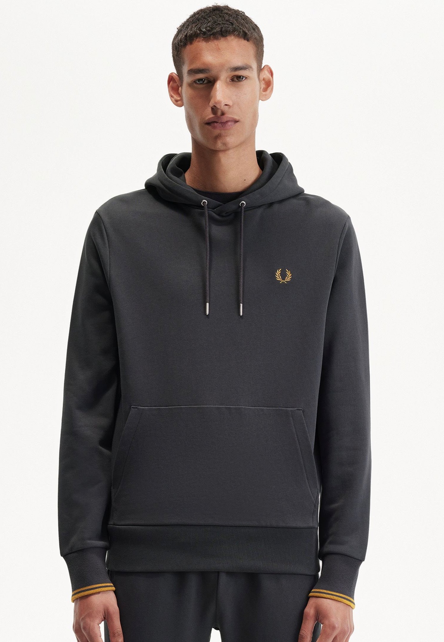 Fred Perry - Tipped Hooded Anchor Grey/Dark Caramel - Hoodie | Men-Image