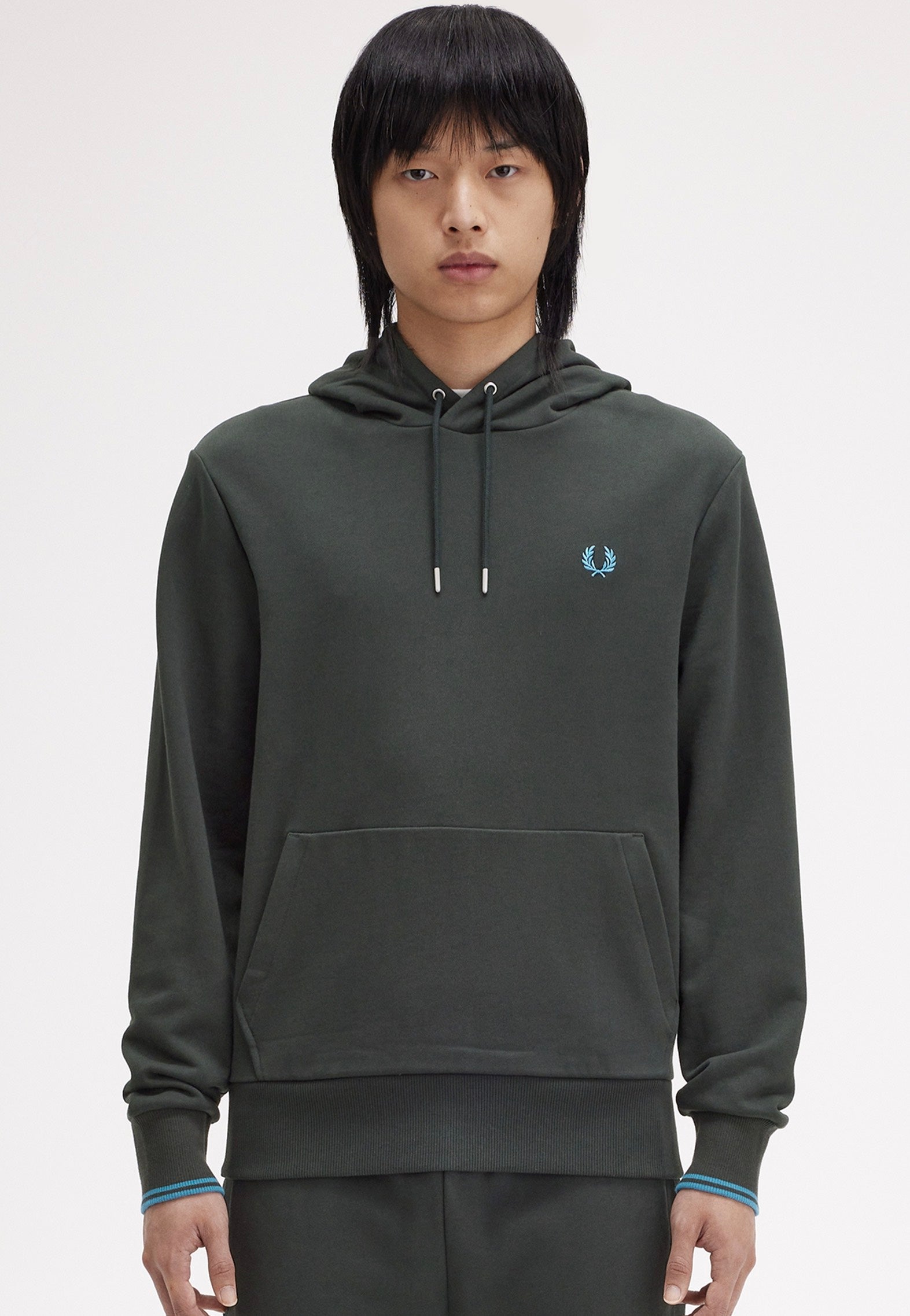 Fred Perry - Tipped Hooded Night Green/Runaway Bay Ocean - Hoodie | Men-Image