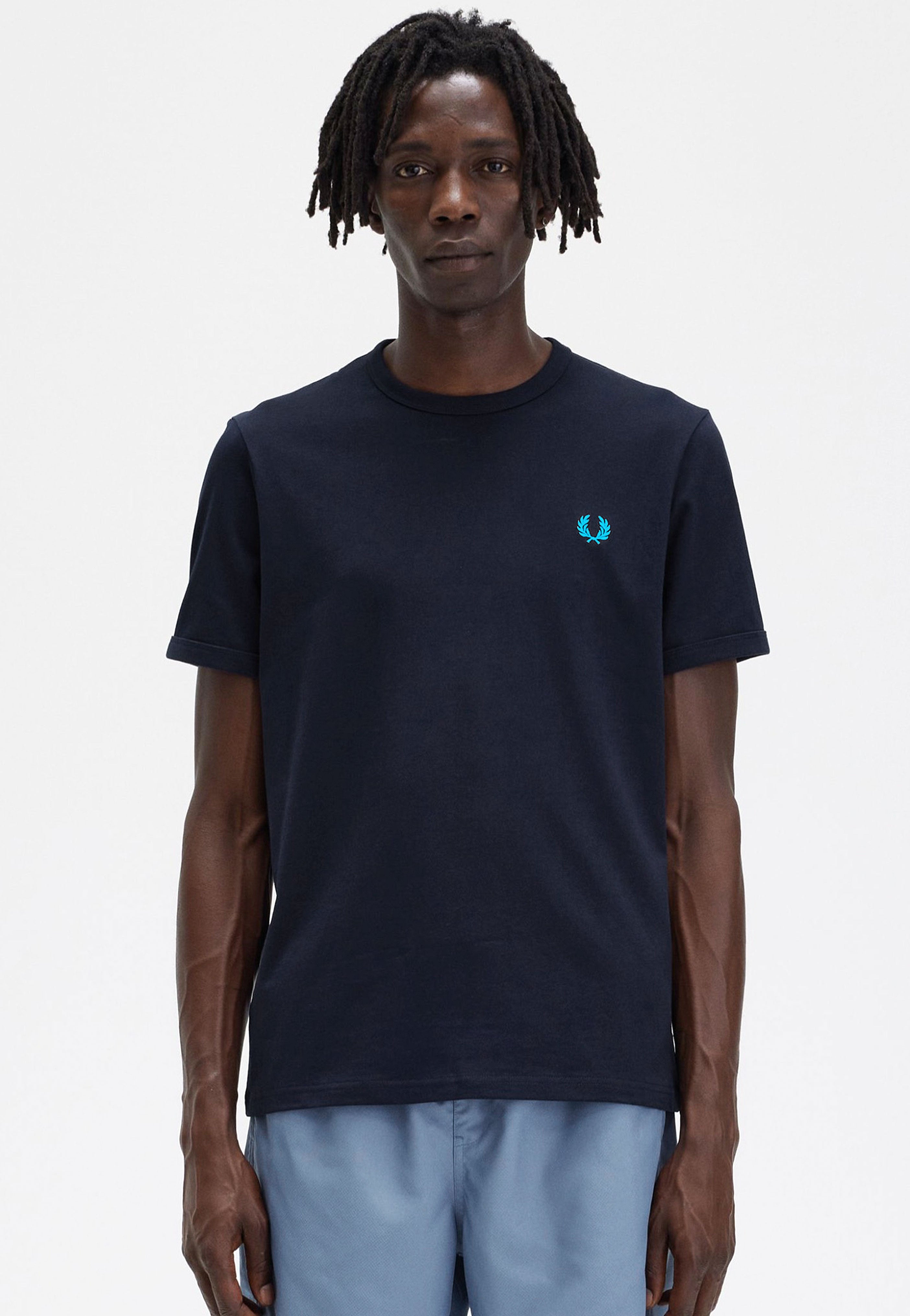 Fred Perry - Ringer Black/Runaway Bay Ocean - T-Shirt | Men-Image