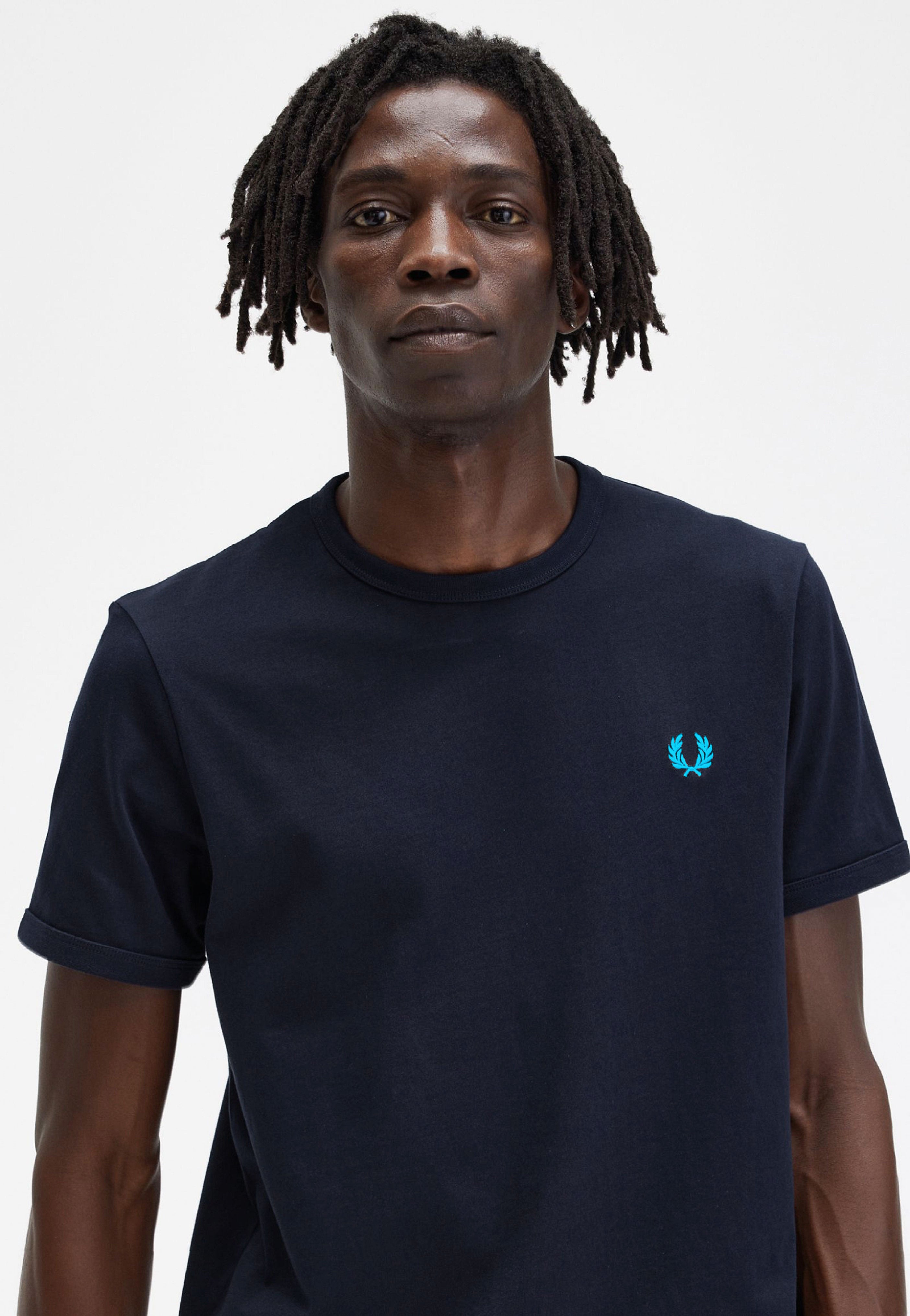 Fred Perry - Ringer Black/Runaway Bay Ocean - T-Shirt | Men-Image