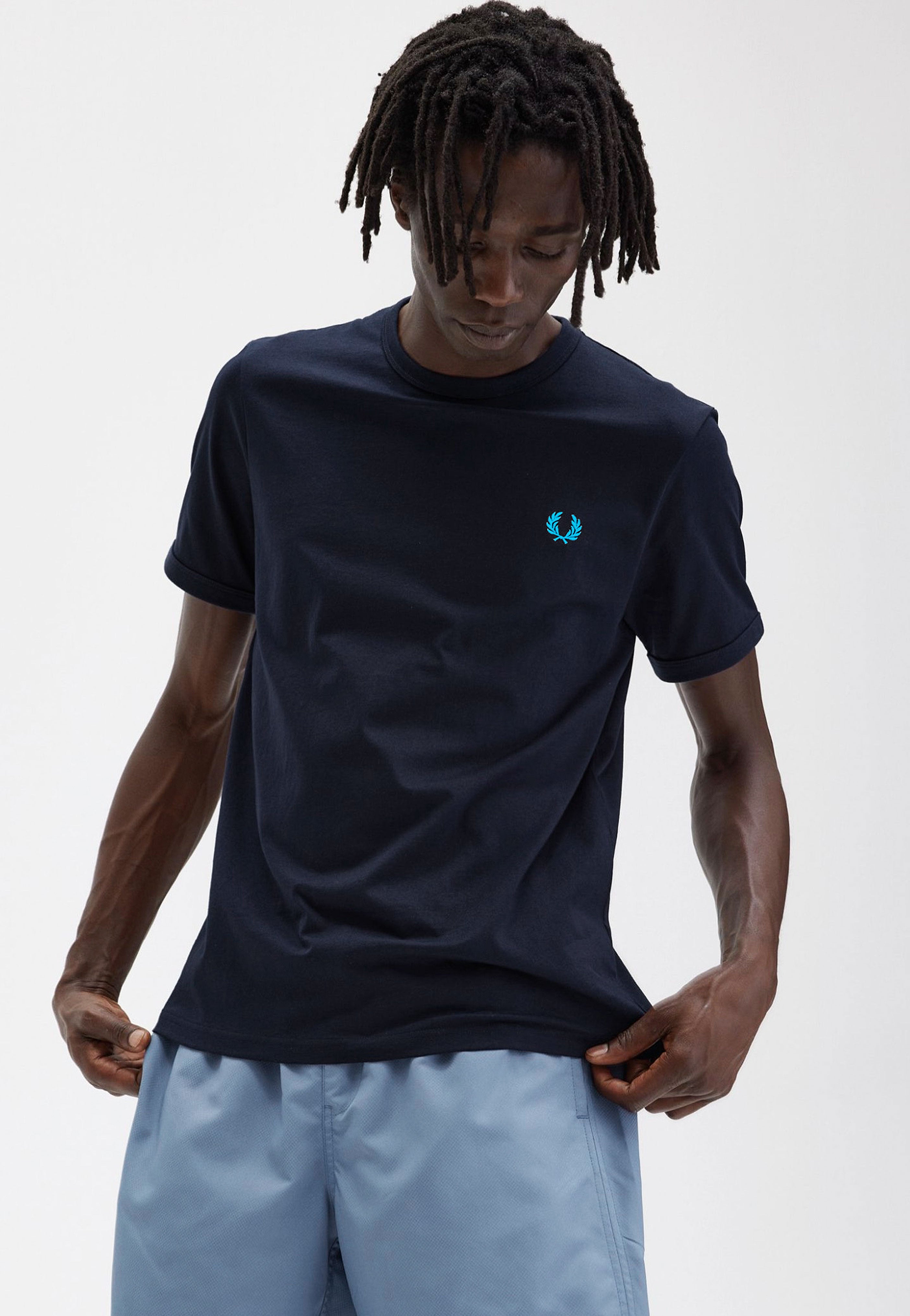 Fred Perry - Ringer Black/Runaway Bay Ocean - T-Shirt | Men-Image