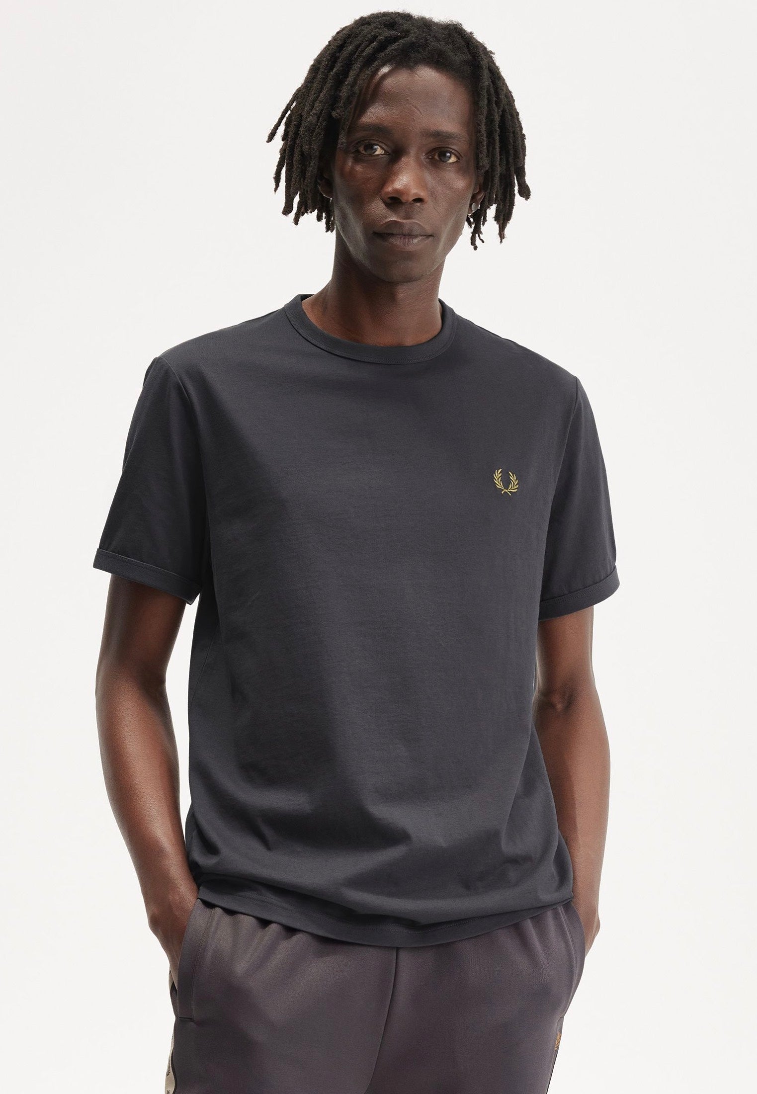 Fred Perry - Ringer Anchor Grey/Dark Caramel - T-Shirt | Men-Image