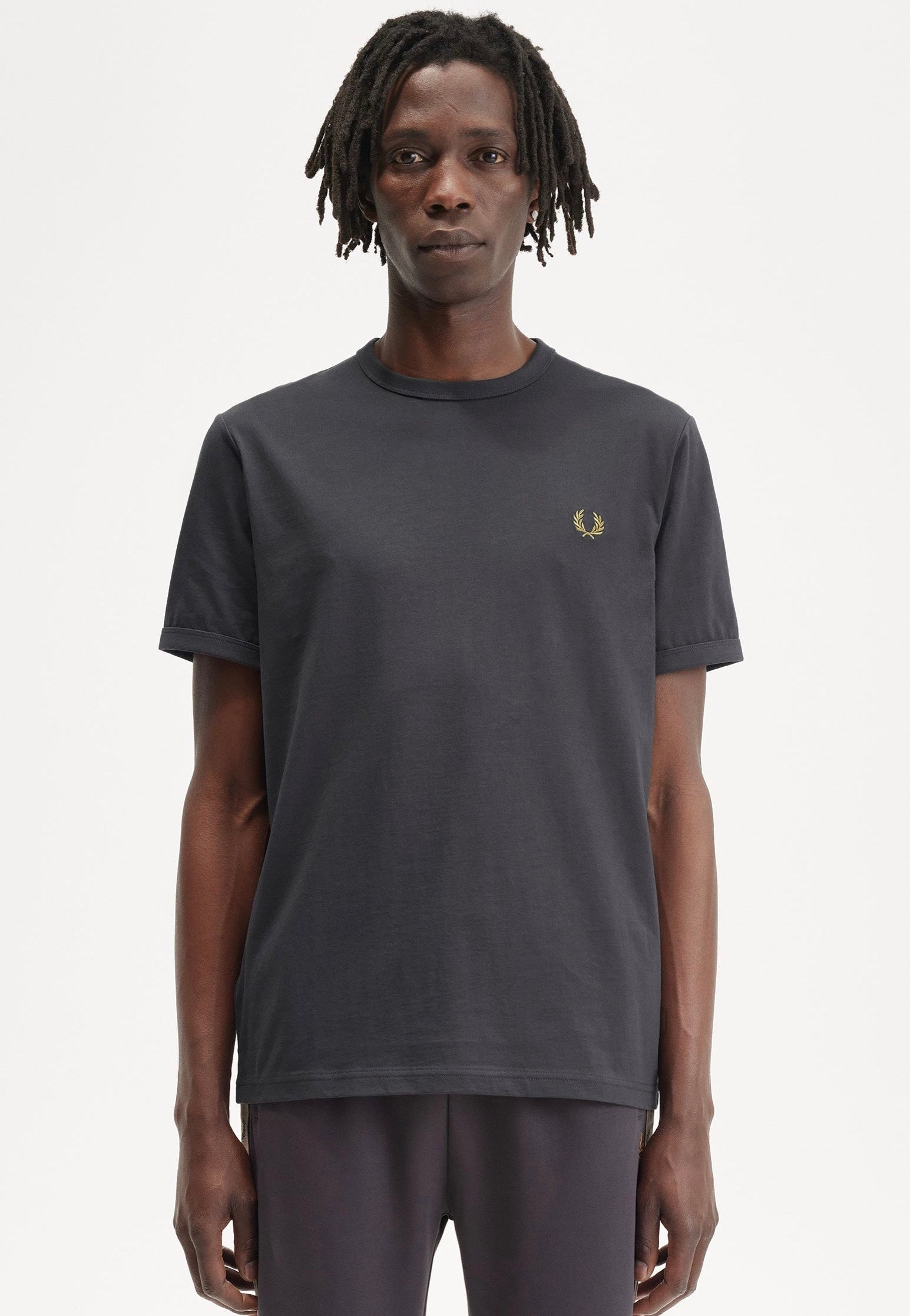 Fred Perry - Ringer Anchor Grey/Dark Caramel - T-Shirt | Men-Image