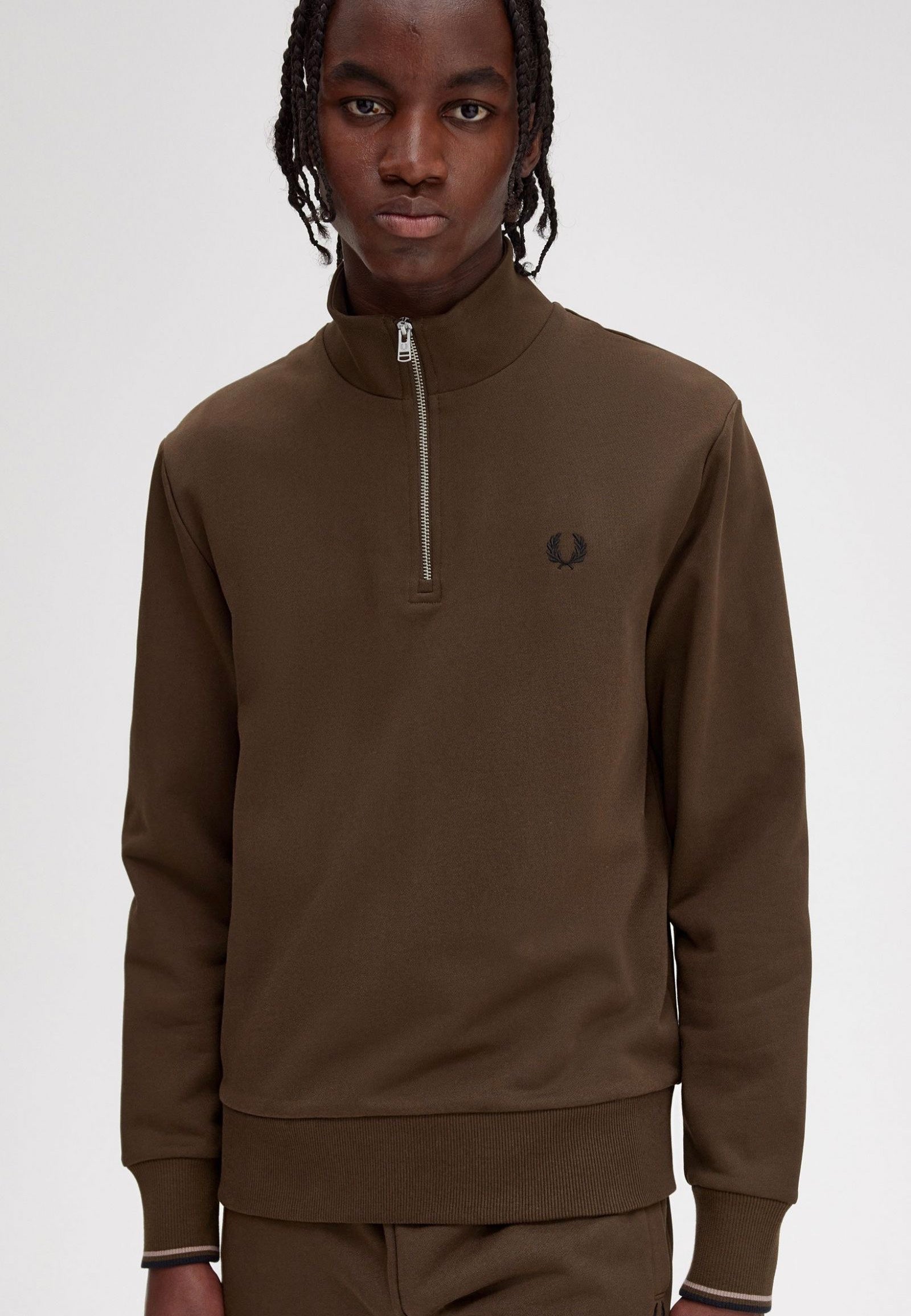 Fred Perry - Half Zip Burnt Tobacco - Sweater | Men-Image