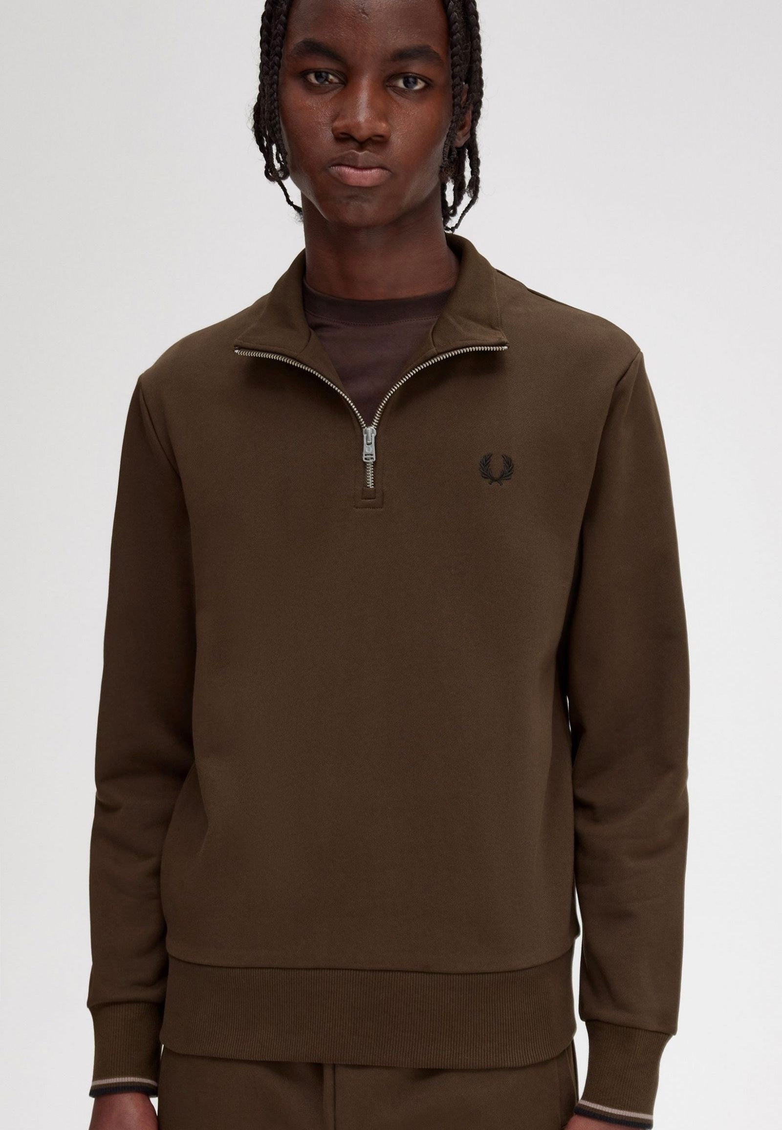 Fred Perry - Half Zip Burnt Tobacco - Sweater | Men-Image