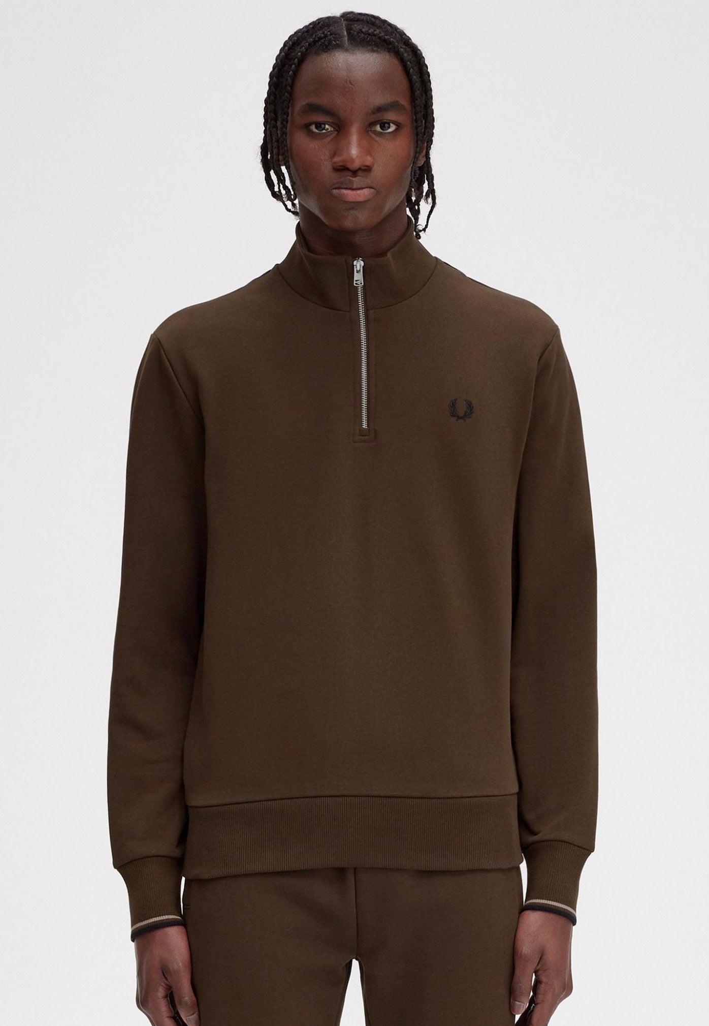 Fred Perry - Half Zip Burnt Tobacco - Sweater | Men-Image