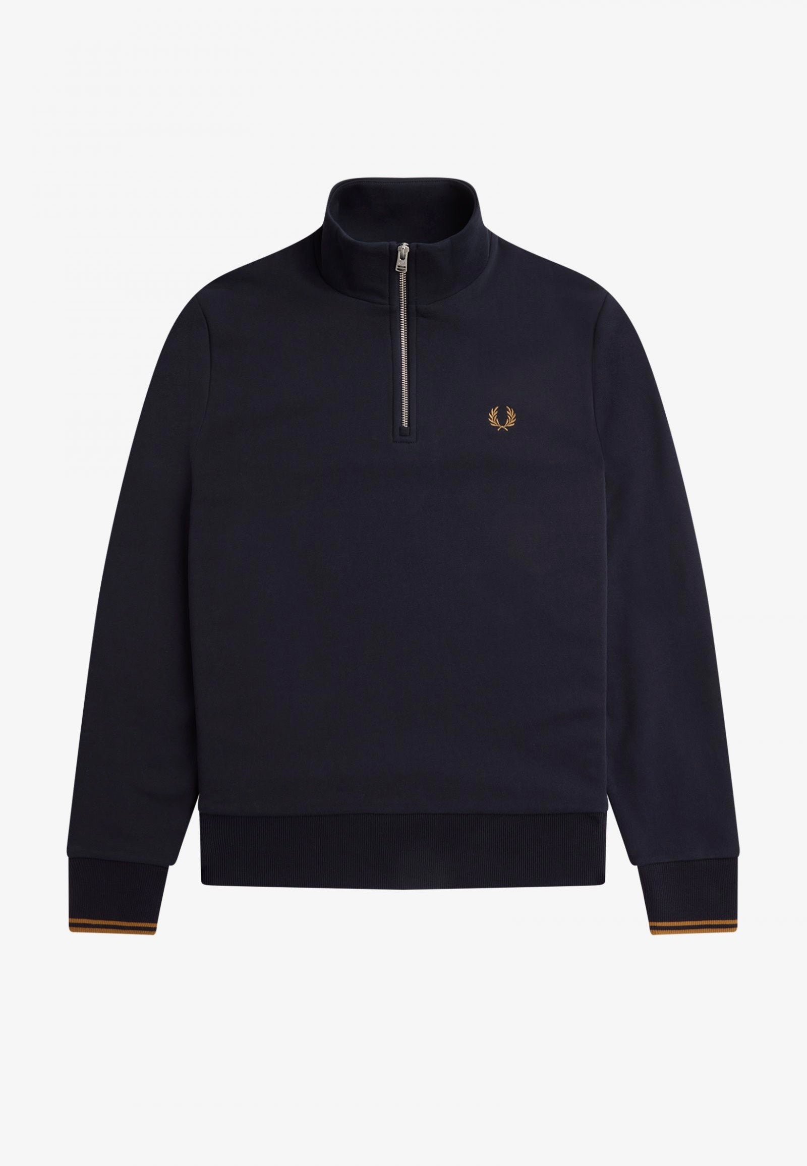 Fred Perry - Half Zip Navy/Dark Caramel - Sweater | Men-Image