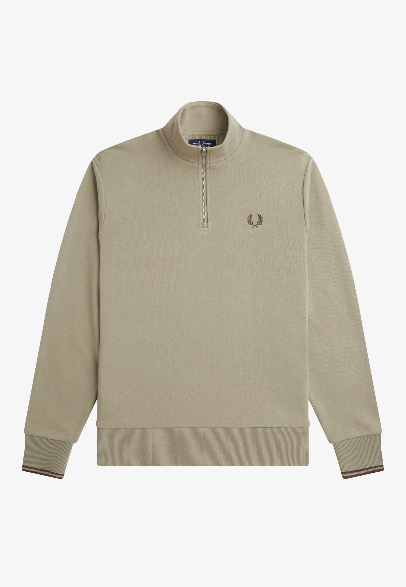 Fred Perry - Half Zip Warm Grey/Brick - Pullover | Men-Image