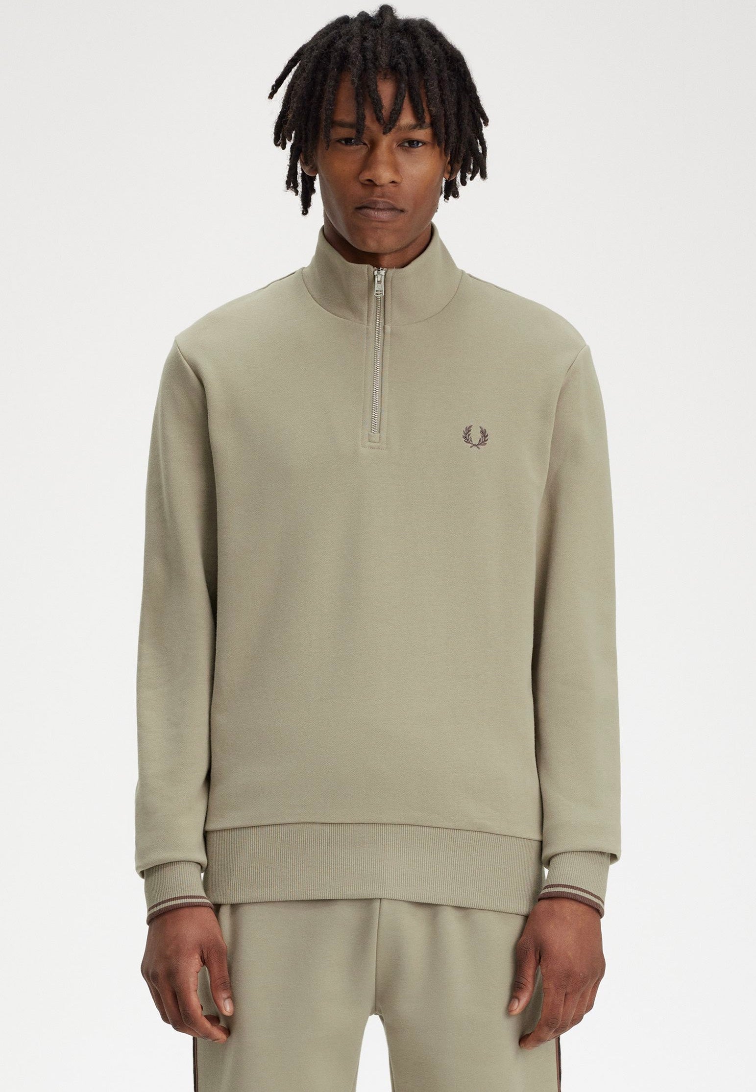 Fred Perry - Half Zip Warm Grey/Brick - Pullover | Men-Image