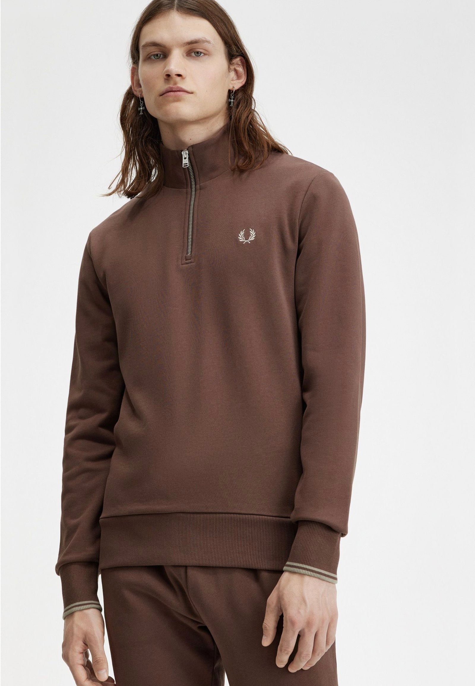 Fred Perry - Half Zip Brick/Warm Grey - Sweater | Men-Image