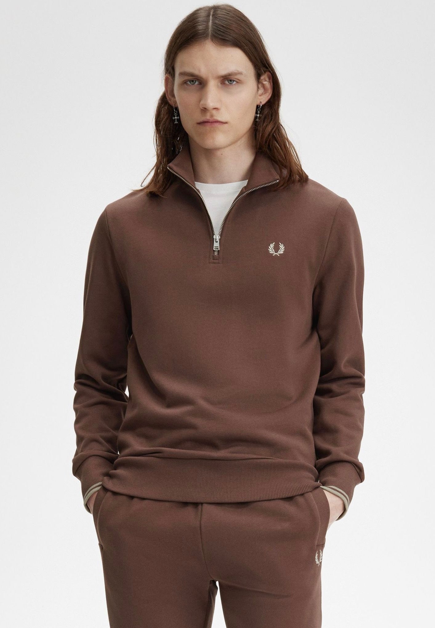 Fred Perry - Half Zip Brick/Warm Grey - Sweater | Men-Image