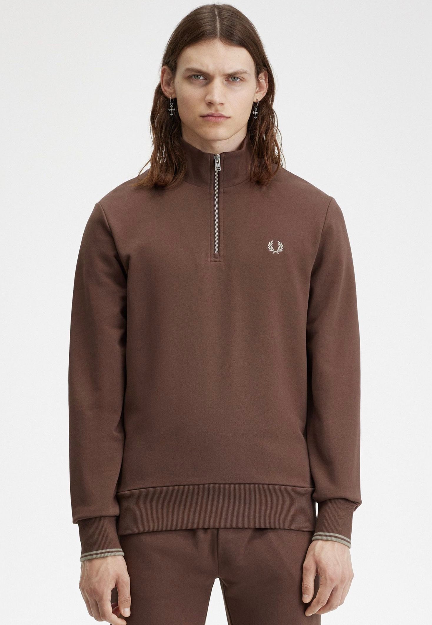 Fred Perry - Half Zip Brick/Warm Grey - Sweater | Men-Image