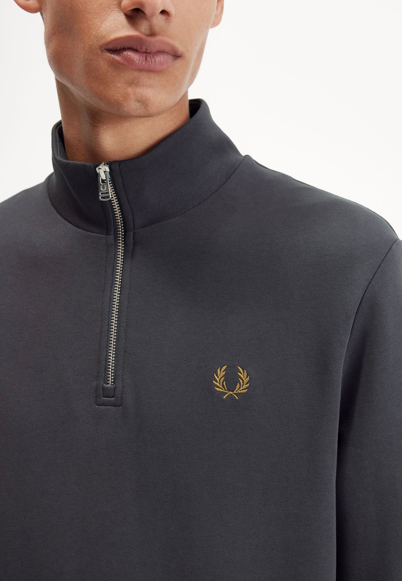 Fred Perry - Half Zip Anchor Grey/Dark Caramel - Pullover | Men-Image