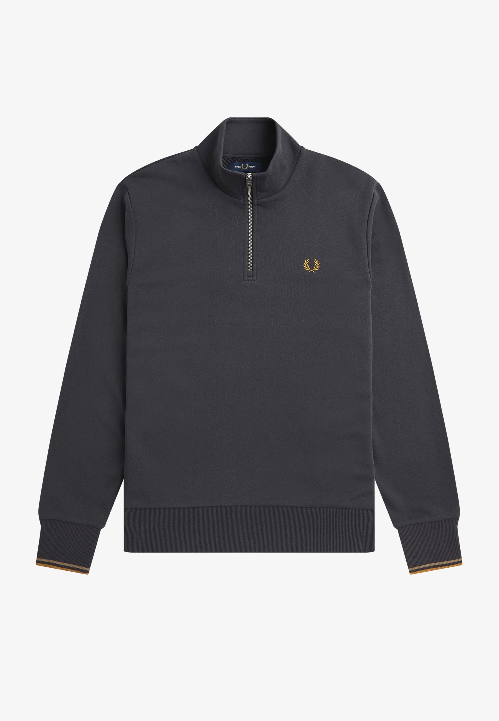 Fred Perry - Half Zip Anchor Grey/Dark Caramel - Pullover | Men-Image