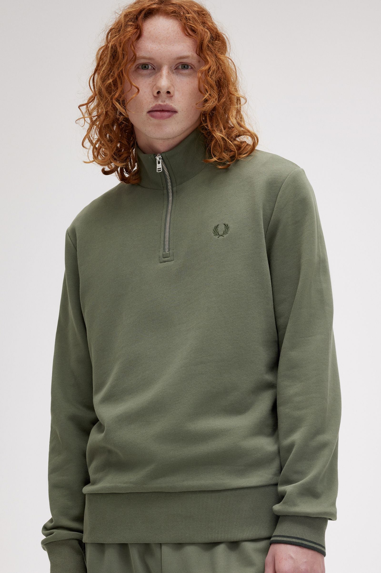 Fred Perry - Half Zip Laurel Wreath Green/Night Green - Sweater | Men-Image