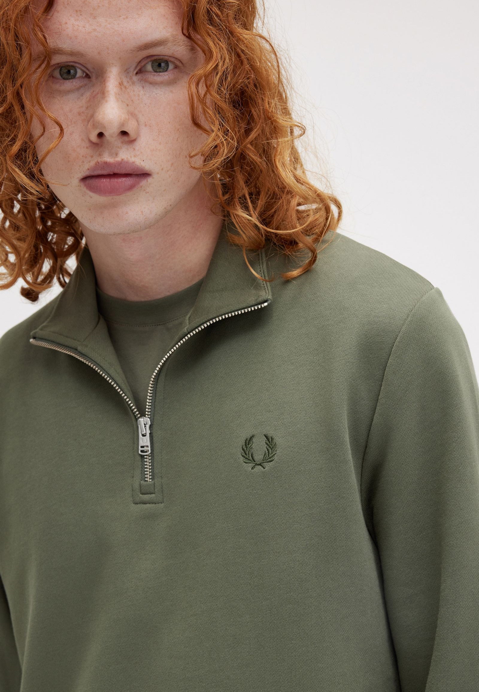 Fred Perry - Half Zip Laurel Wreath Green/Night Green - Sweater | Men-Image