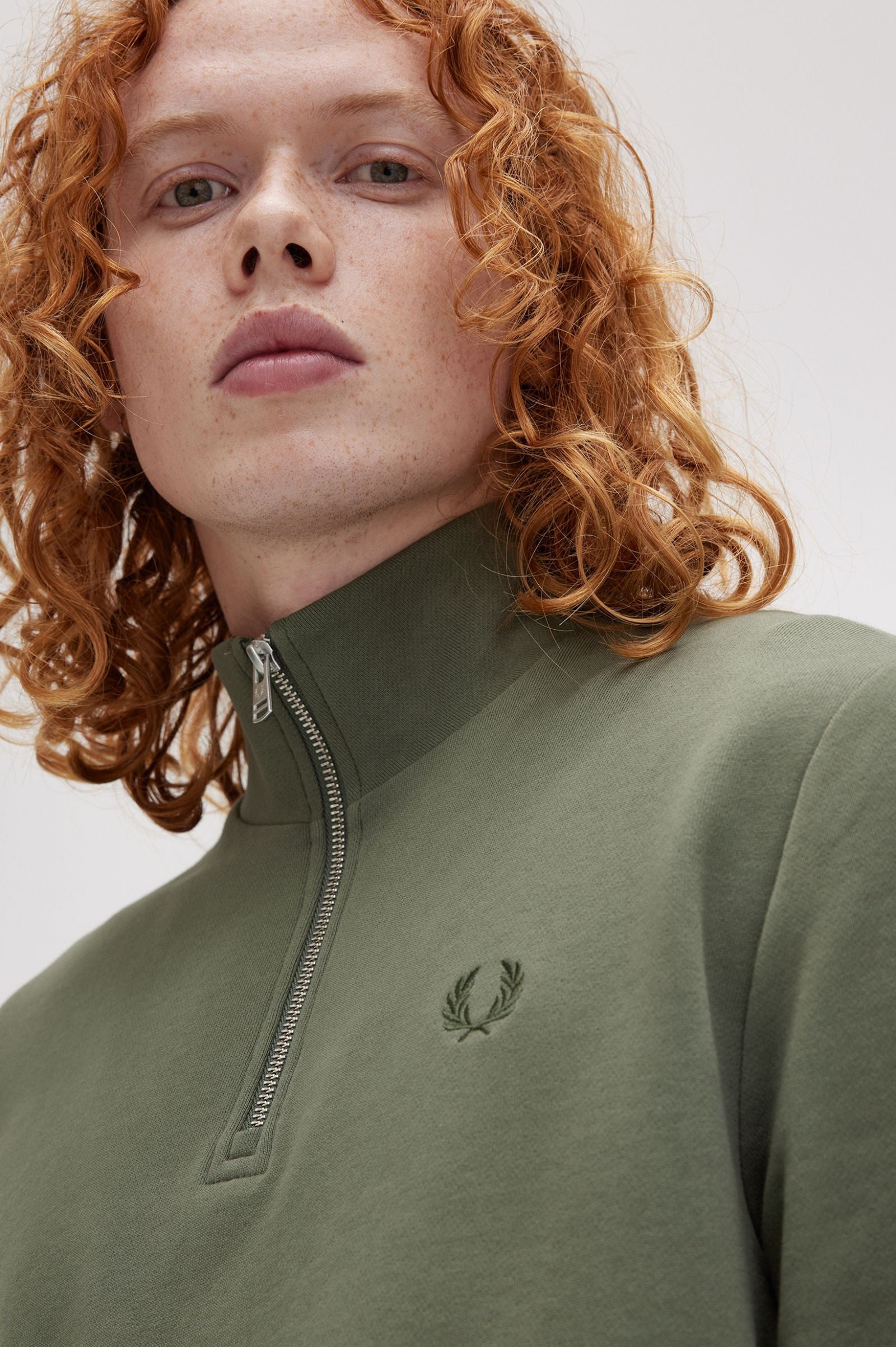 Fred Perry - Half Zip Laurel Wreath Green/Night Green - Sweater | Men-Image