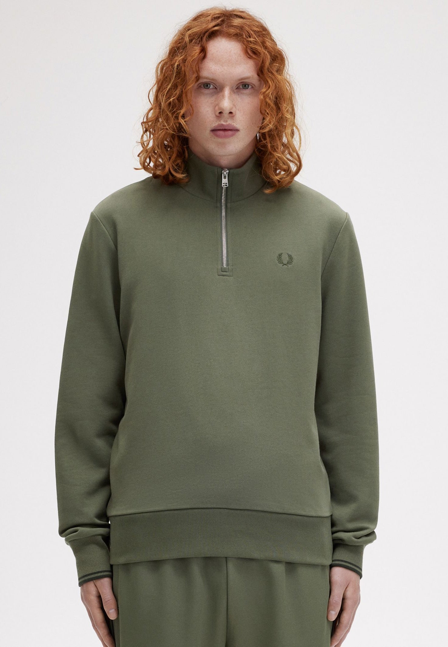 Fred Perry - Half Zip Laurel Wreath Green/Night Green - Sweater | Men-Image