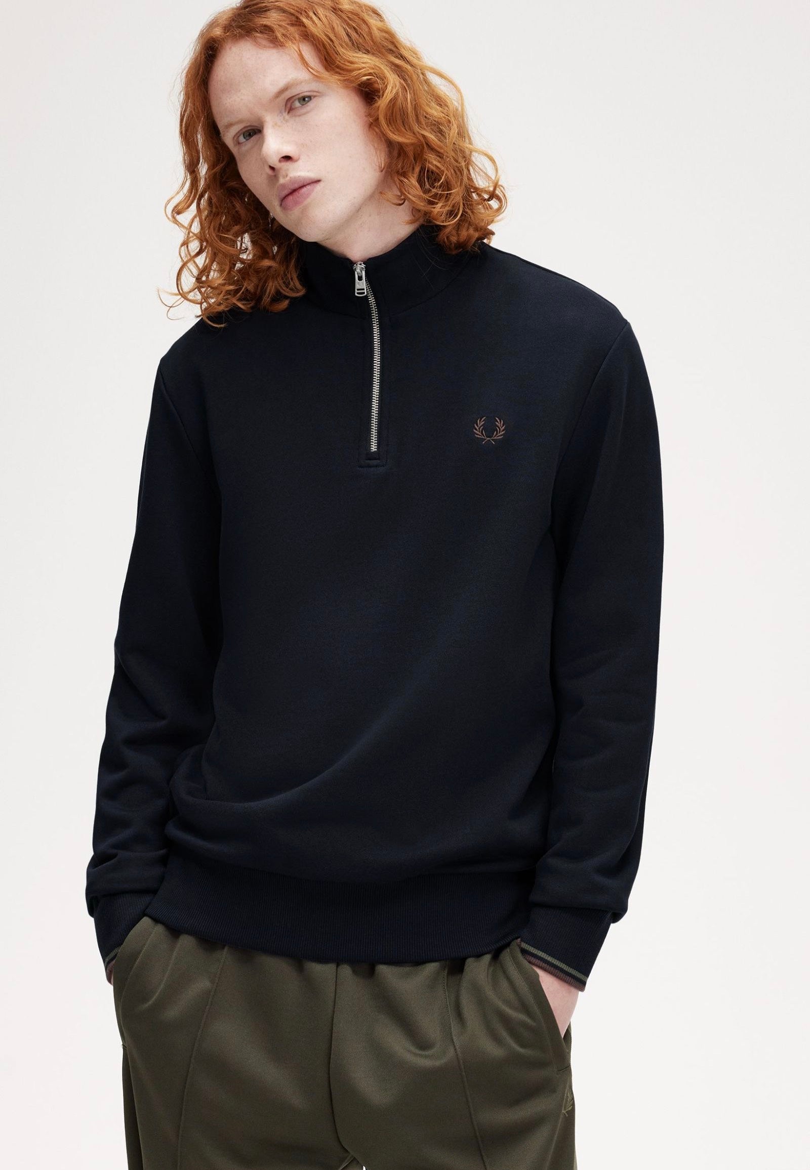 Fred Perry - Half Zip Nvy/Lrlwgrn/Bric - Sweater | Men-Image