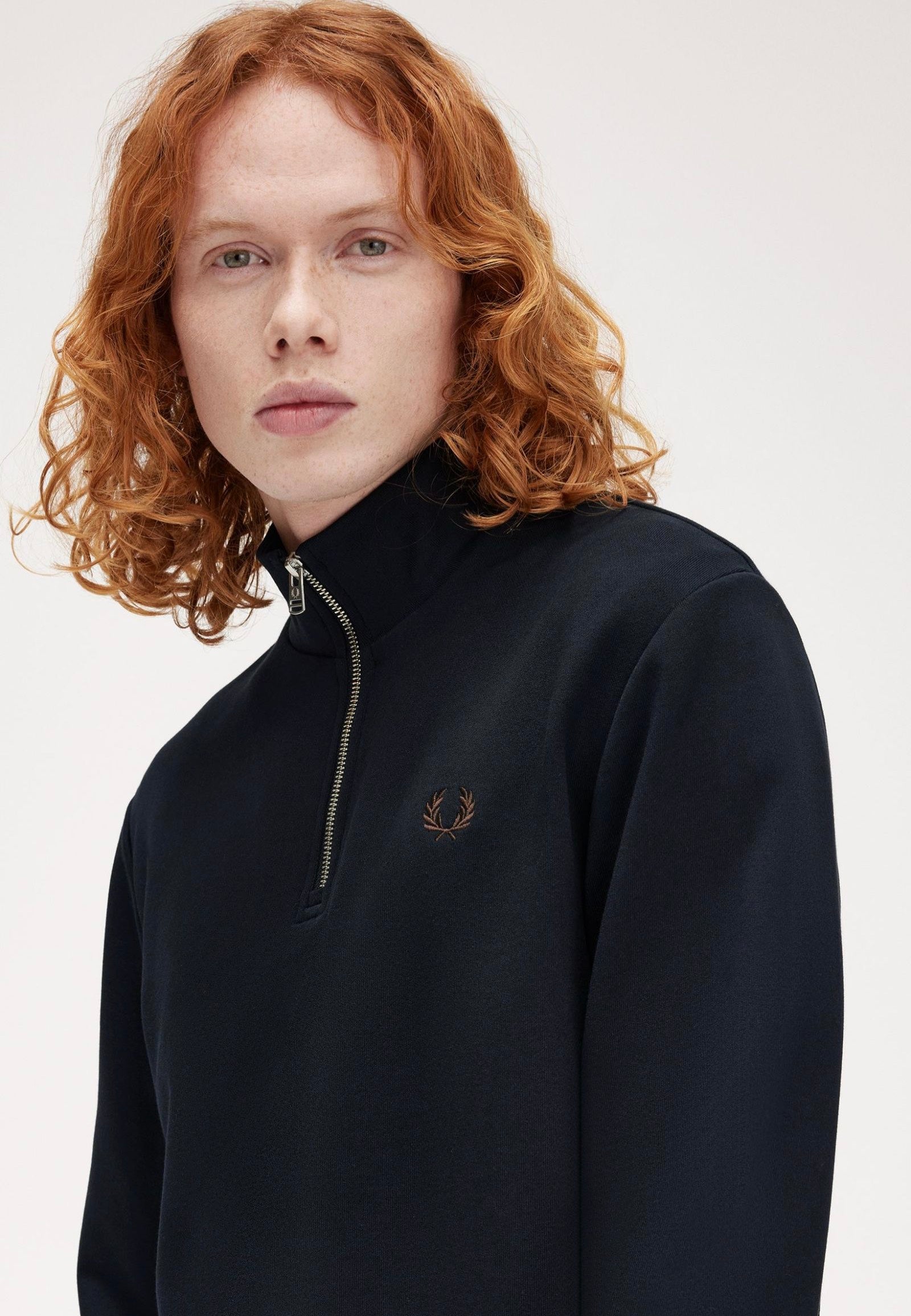 Fred Perry - Half Zip Nvy/Lrlwgrn/Bric - Sweater | Men-Image