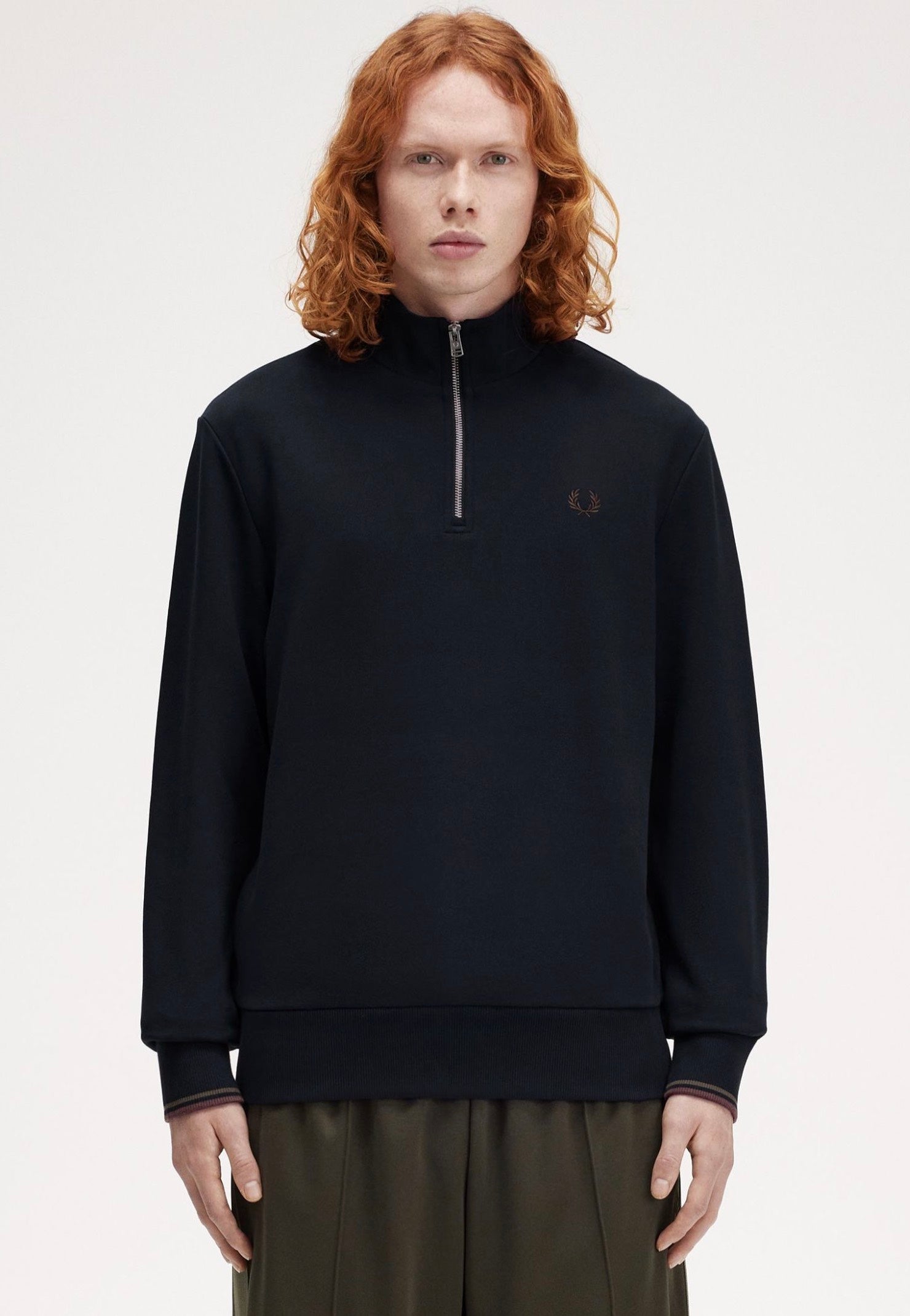 Fred Perry - Half Zip Nvy/Lrlwgrn/Bric - Sweater | Men-Image