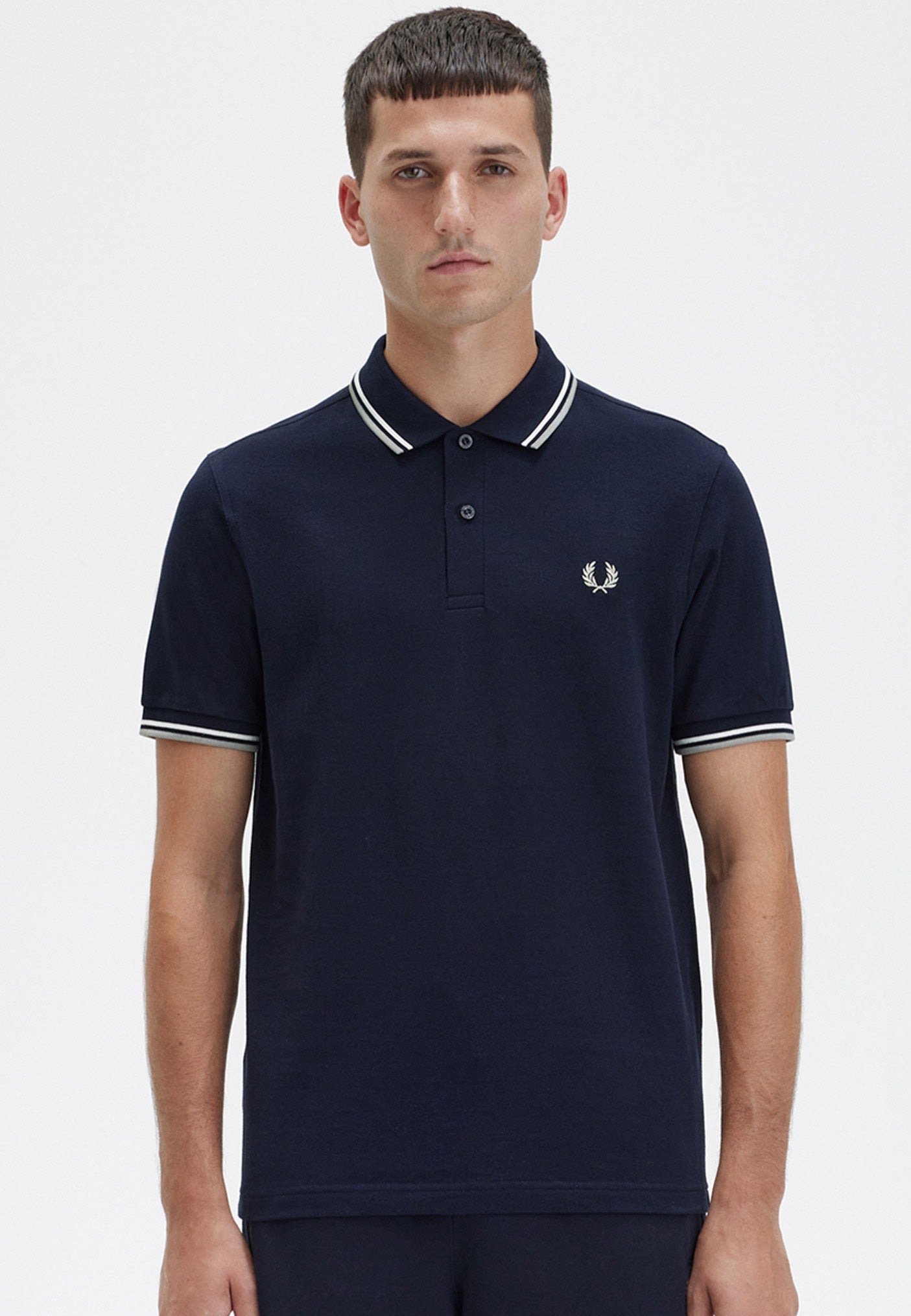 Fred Perry - Twin Tipped Navy/Snow White/Sea Grass - Polo | Men-Image