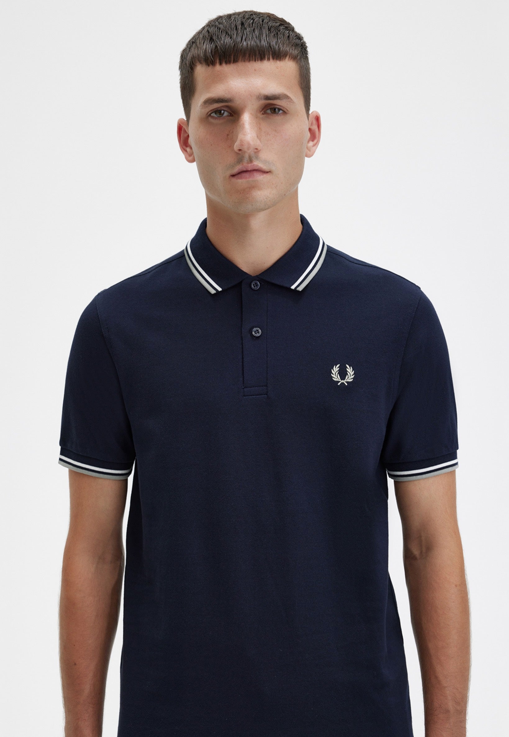 Fred Perry - Twin Tipped Navy/Snow White/Sea Grass - Polo | Men-Image