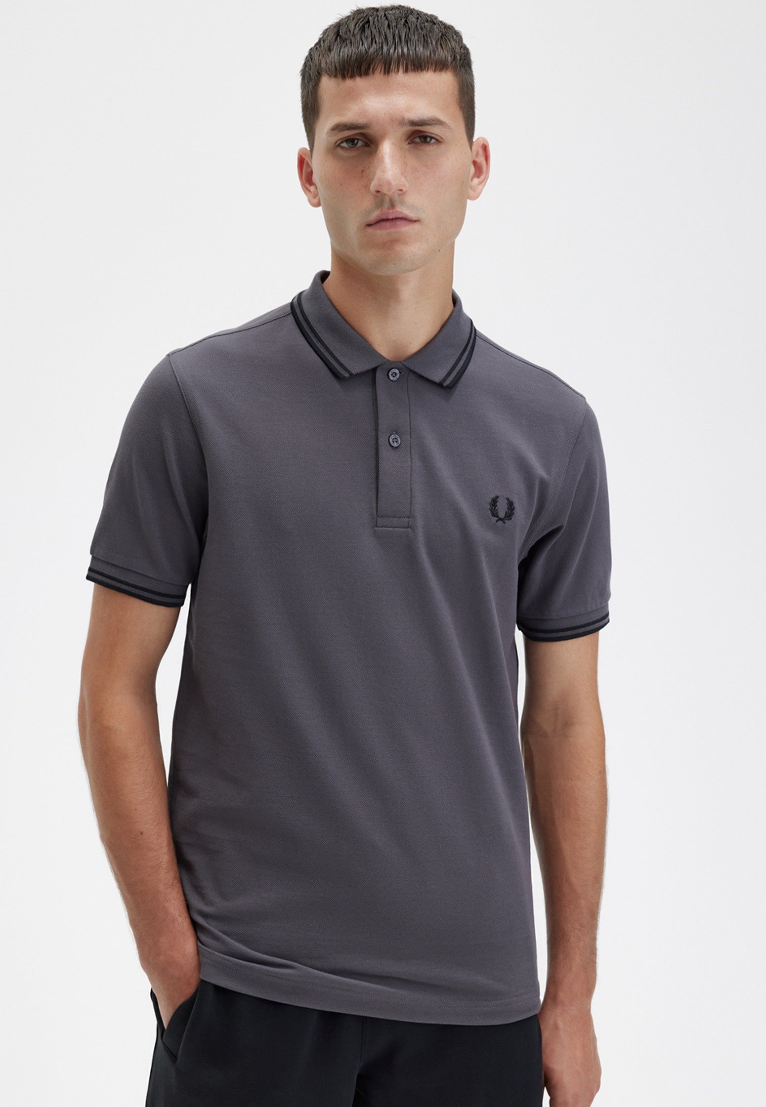 Fred Perry - Twin Tipped Gunmetal/Black - Polo | Men-Image