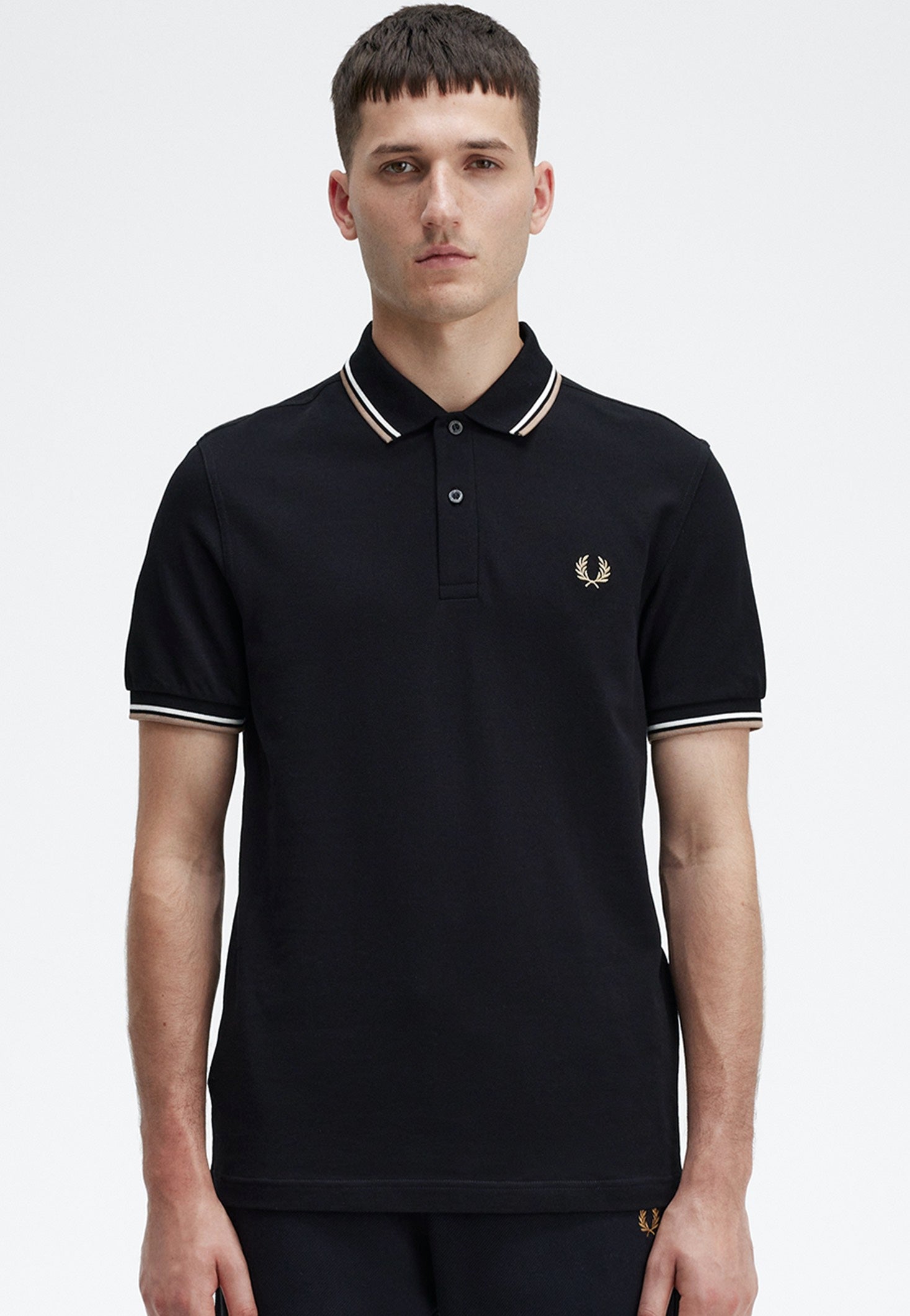 Fred Perry - Twin Tipped Black/Snow White/Warm Stone - Polo | Men-Image