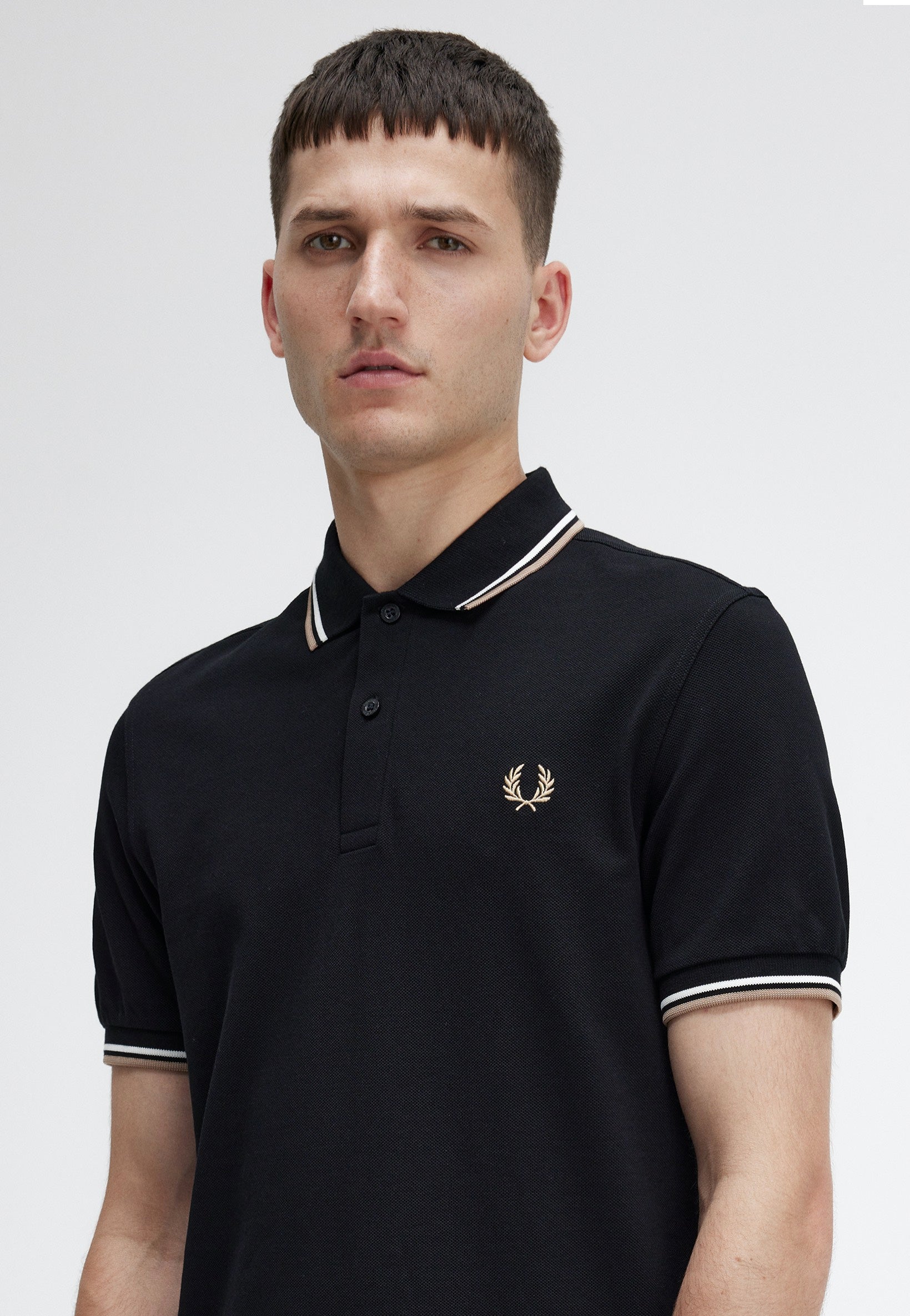 Fred Perry - Twin Tipped Black/Snow White/Warm Stone - Polo | Men-Image