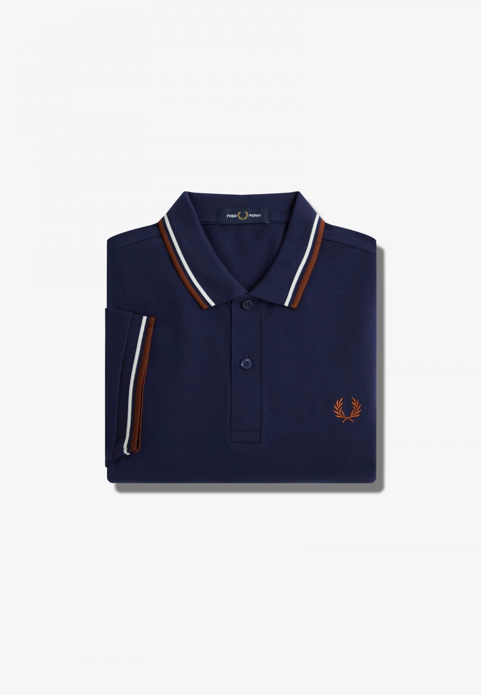 Fred Perry - Twin Tipped French Navy/Ecru/Whisky Brown - Polo | Men-Image