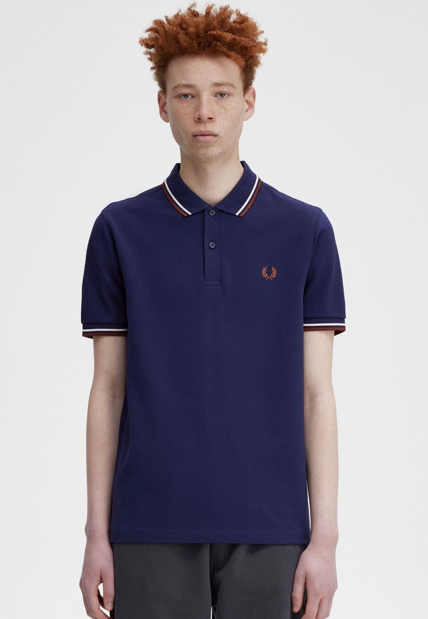 Fred Perry - Twin Tipped French Navy/Ecru/Whisky Brown - Polo | Men-Image