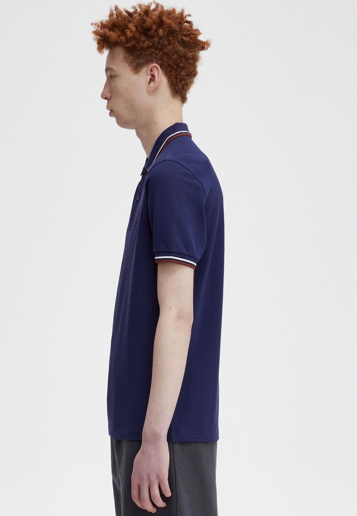 Fred Perry - Twin Tipped French Navy/Ecru/Whisky Brown - Polo | Men-Image