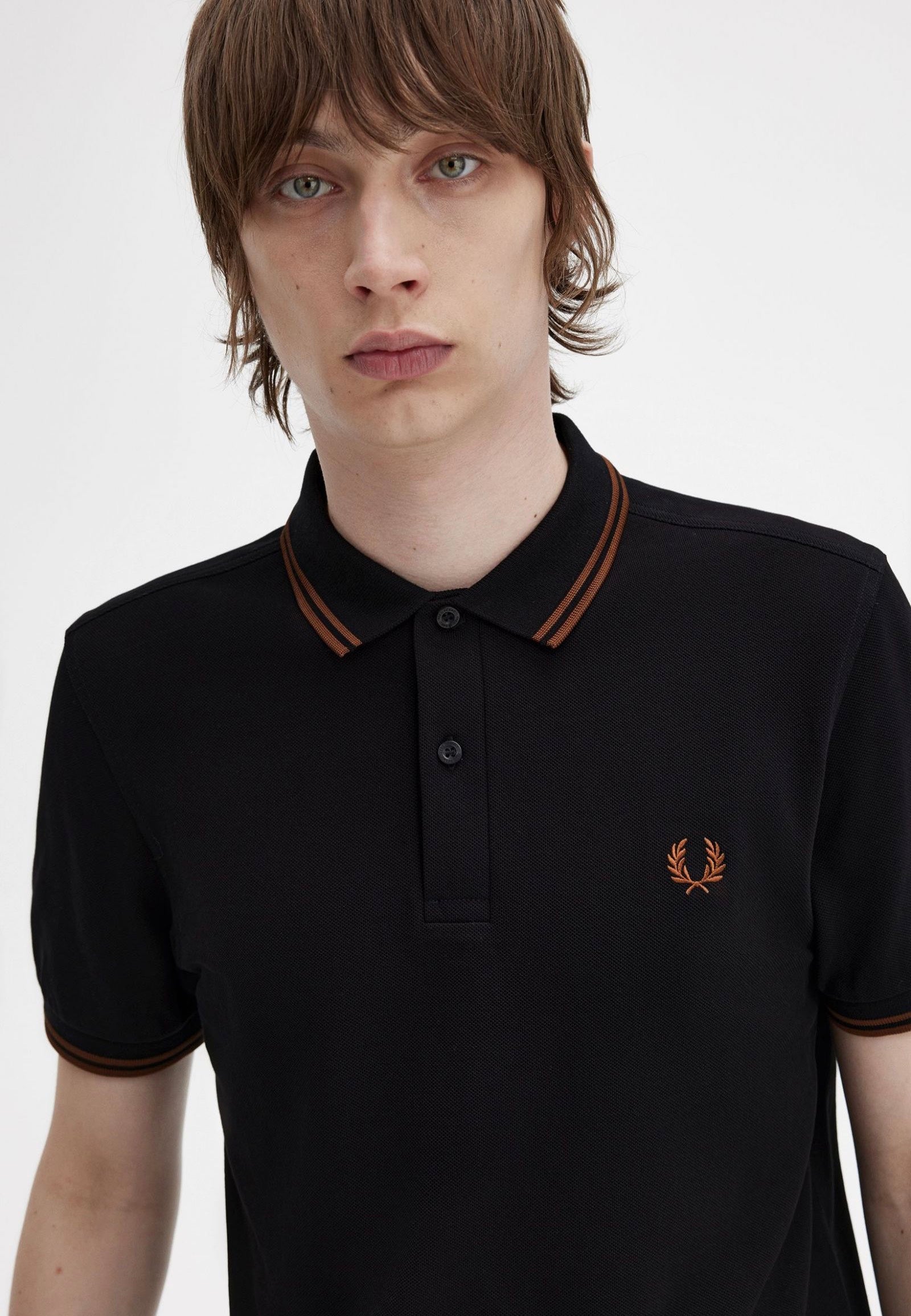 Fred Perry - Twin Tipped Black/WhiskyBrown/Whisky Brown - Polo | Men-Image