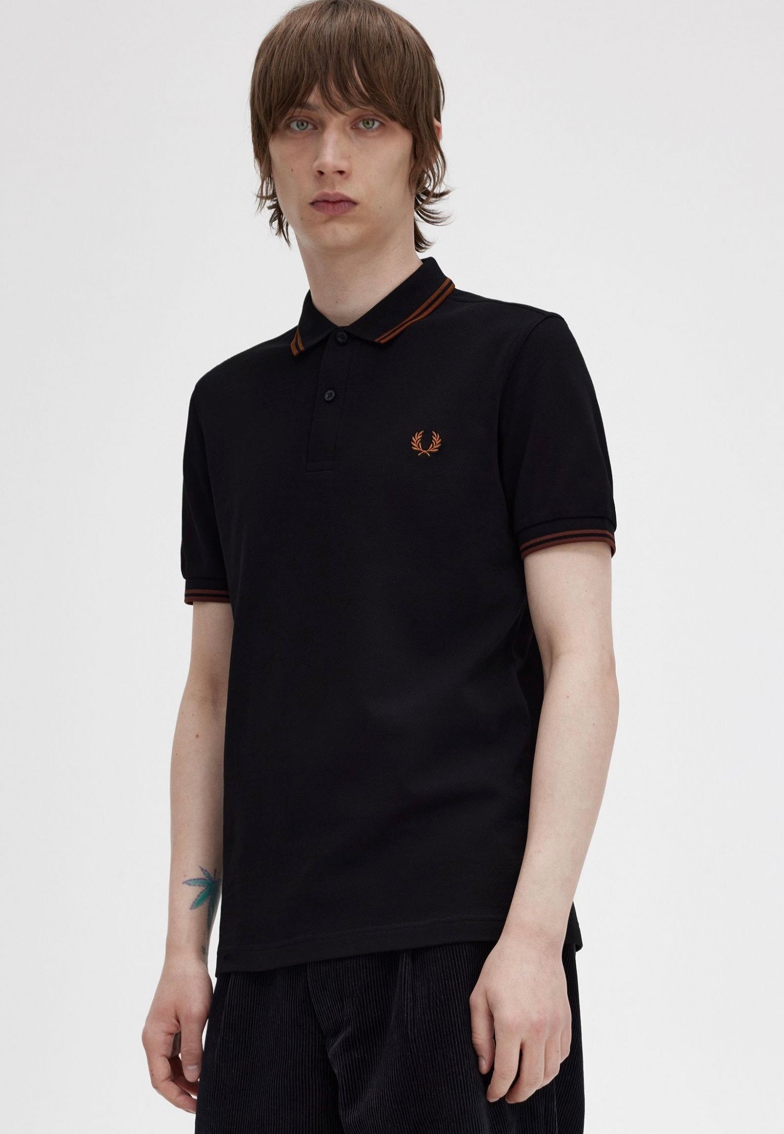 Fred Perry - Twin Tipped Black/WhiskyBrown/Whisky Brown - Polo | Men-Image