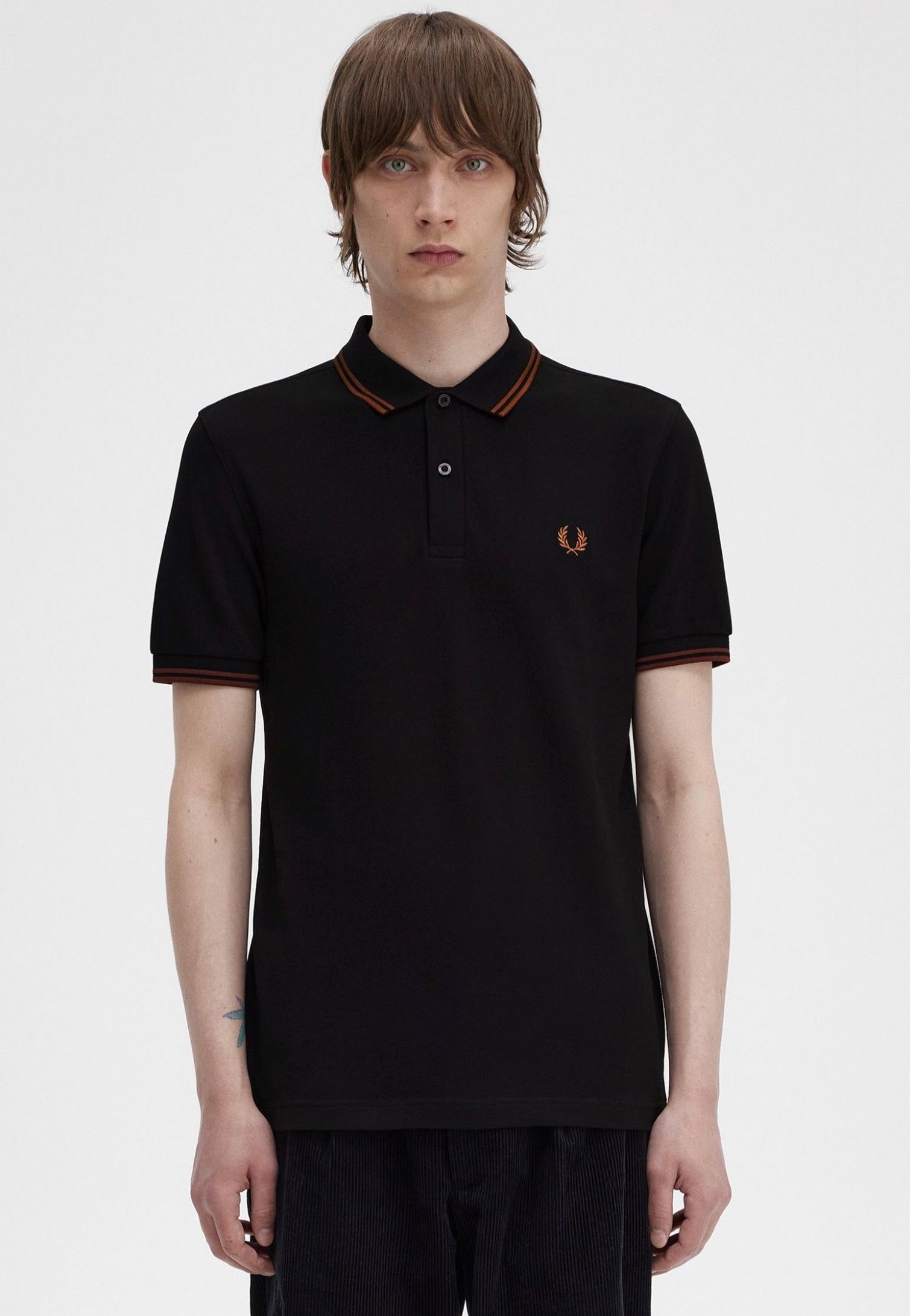 Fred Perry - Twin Tipped Black/WhiskyBrown/Whisky Brown - Polo | Men-Image