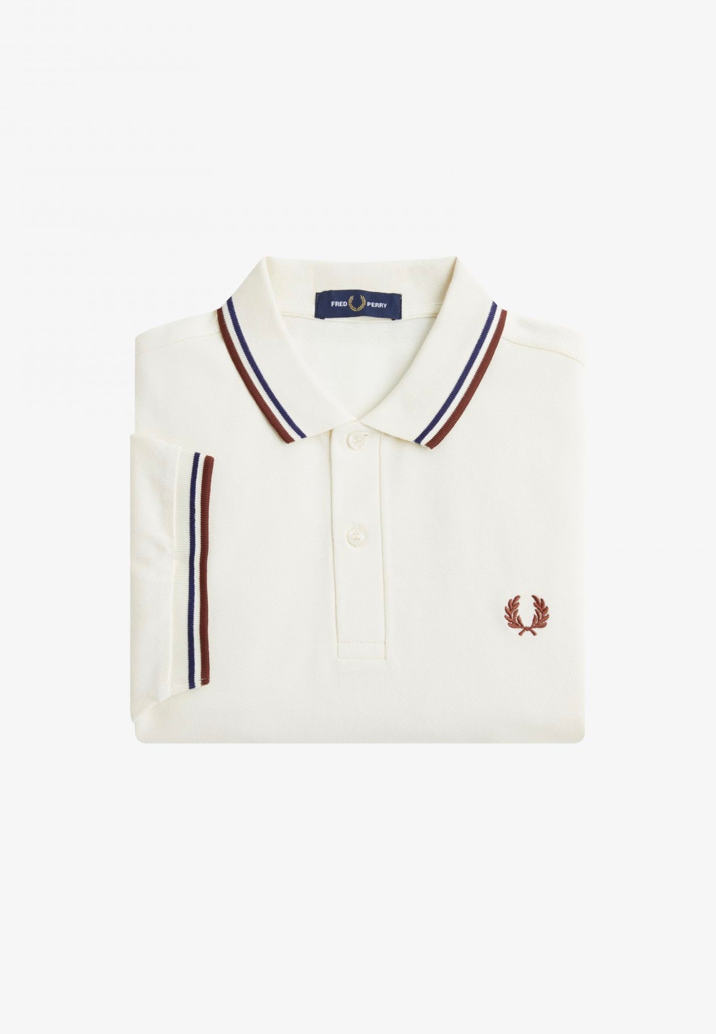 Fred Perry - Twin Tipped Ecru/French Navy/Whisky Brown - Polo | Men-Image