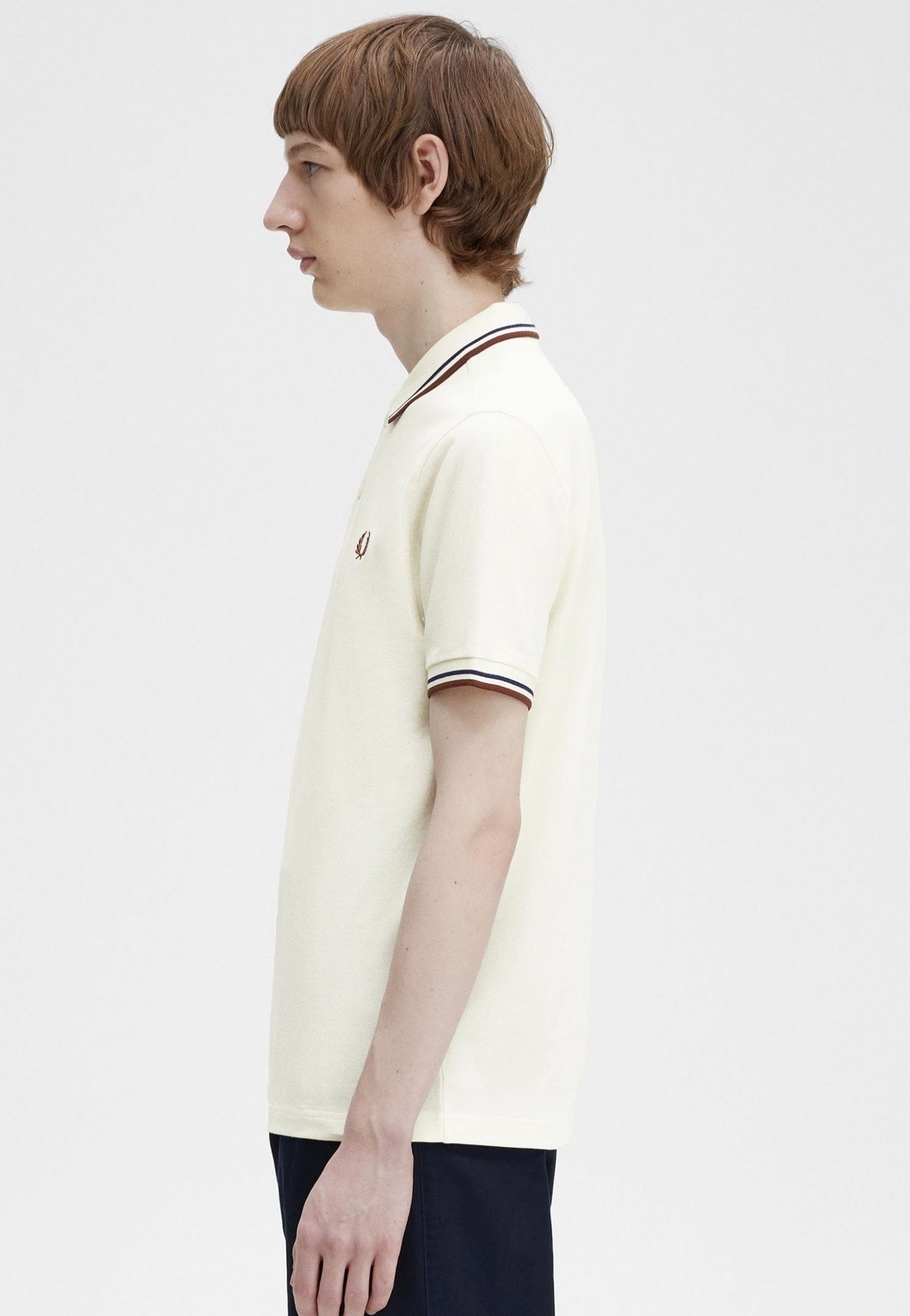 Fred Perry - Twin Tipped Ecru/French Navy/Whisky Brown - Polo | Men-Image