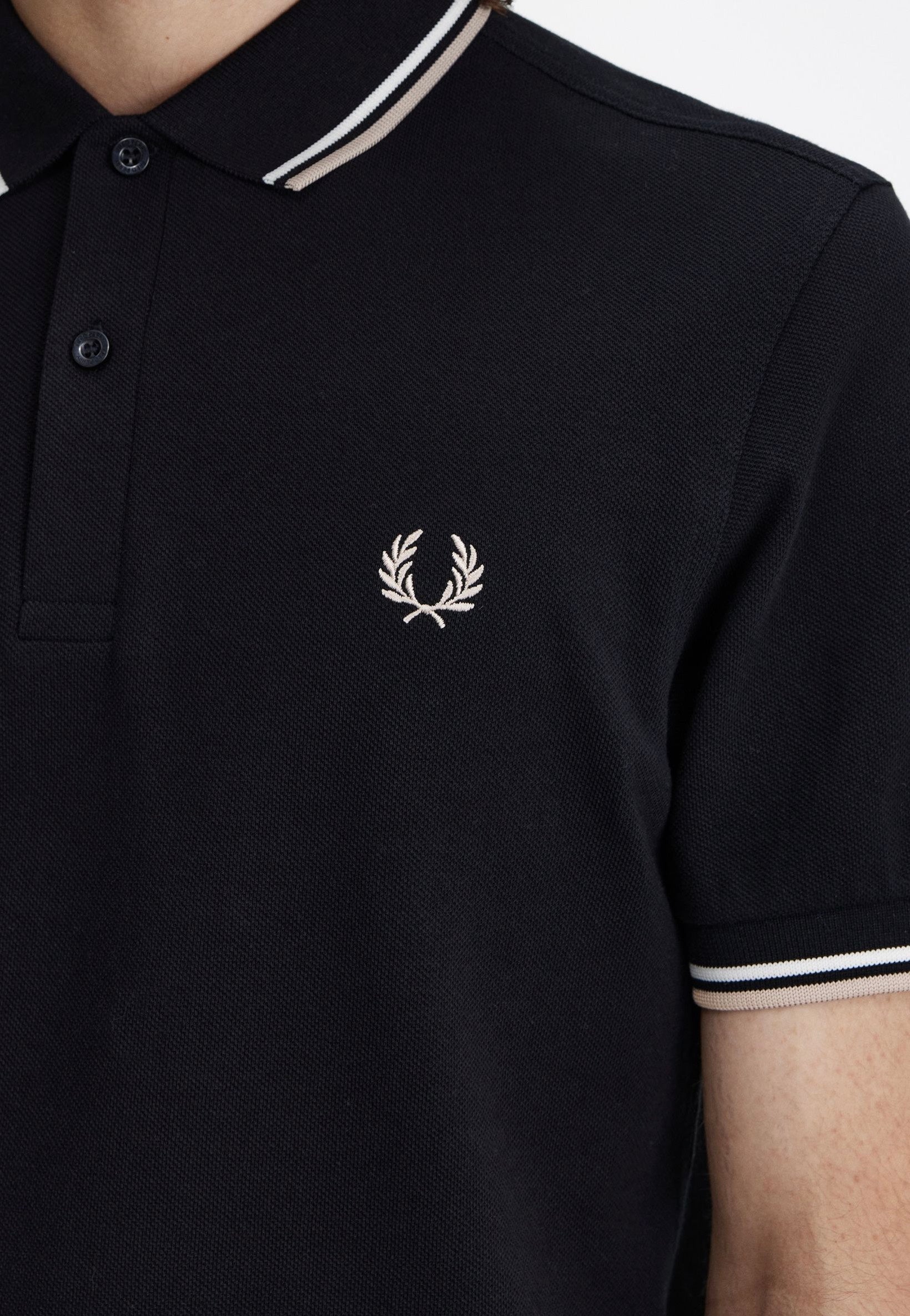 Fred Perry - Twin Tipped Black/Snow White/Warm Grey - Polo | Men-Image