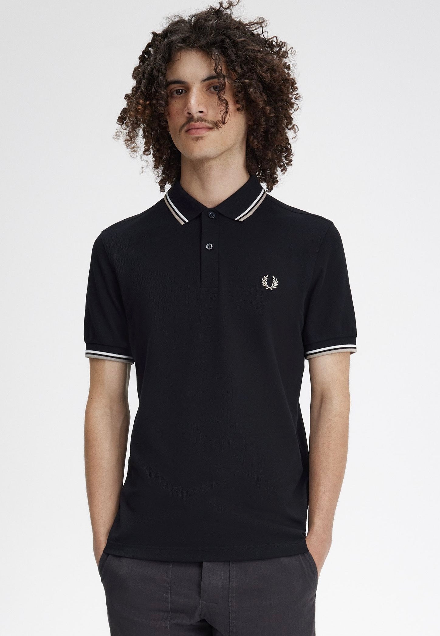 Fred Perry - Twin Tipped Black/Snow White/Warm Grey - Polo | Men-Image