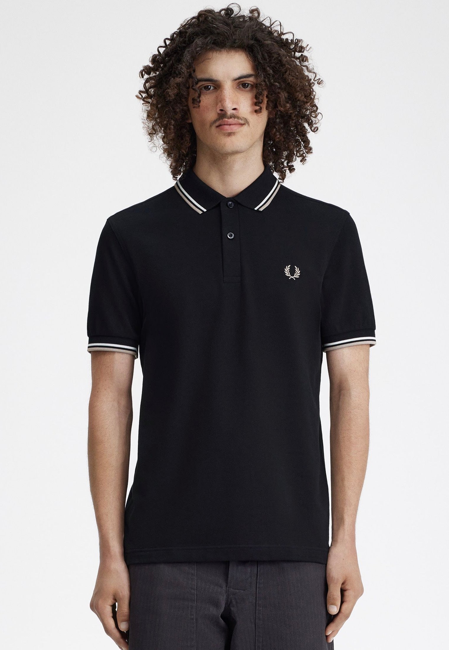 Fred Perry - Twin Tipped Black/Snow White/Warm Grey - Polo | Men-Image