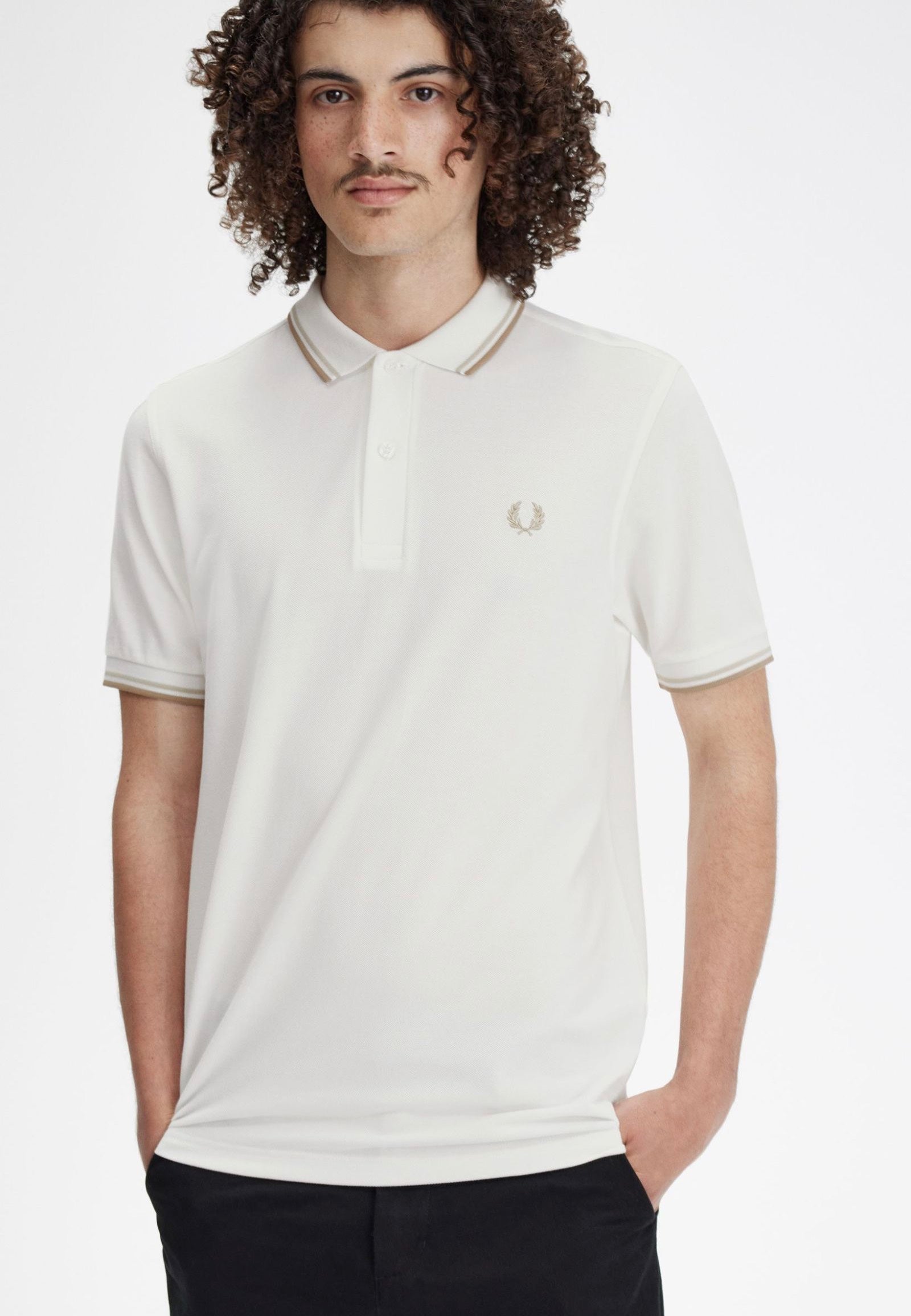 Fred Perry - Twin Tipped Snow White/Oatmeal/Warm Stone - Polo | Men-Image