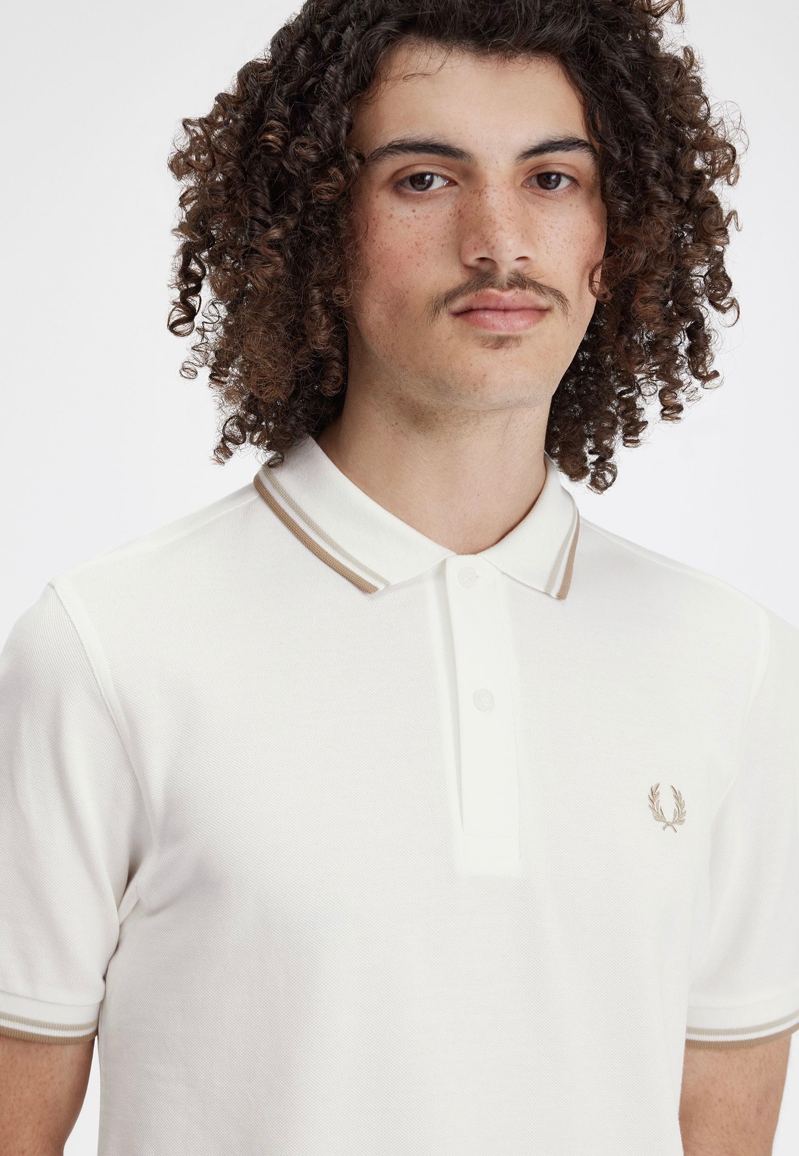 Fred Perry - Twin Tipped Snow White/Oatmeal/Warm Stone - Polo | Men-Image