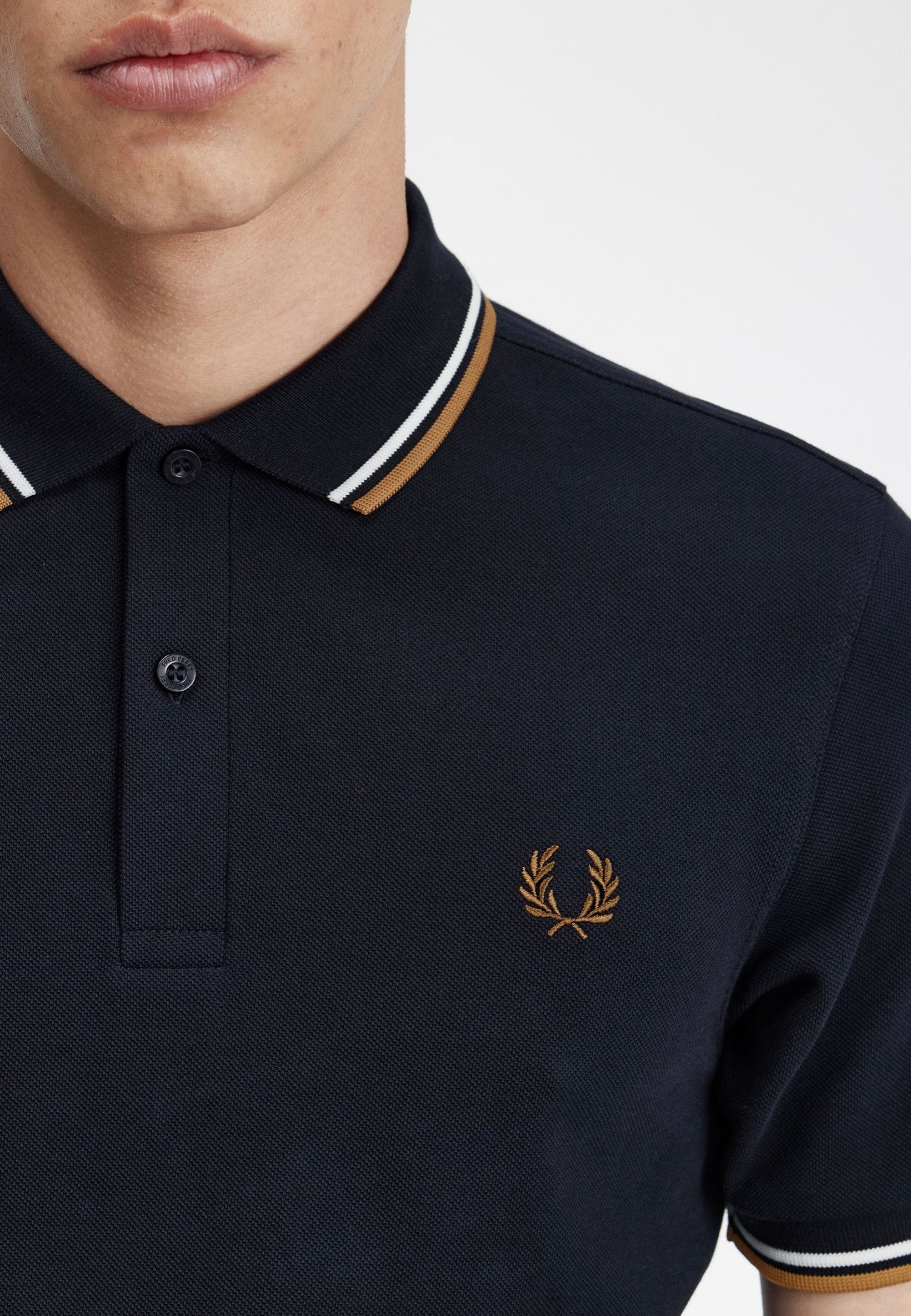 Fred Perry - Twin Tipped Navy/Snow White/Shaded Stone - Polo | Men-Image