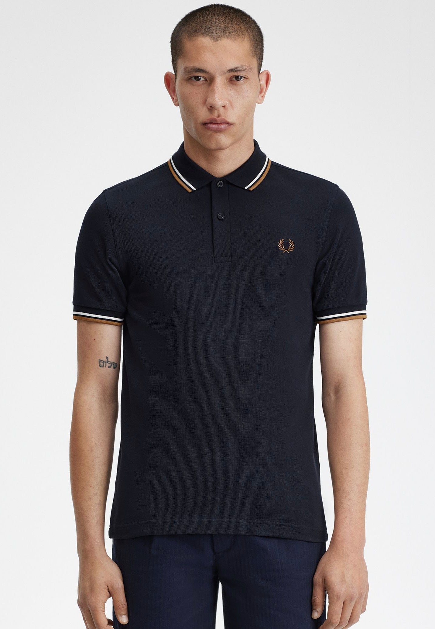 Fred Perry - Twin Tipped Navy/Snow White/Shaded Stone - Polo | Men-Image