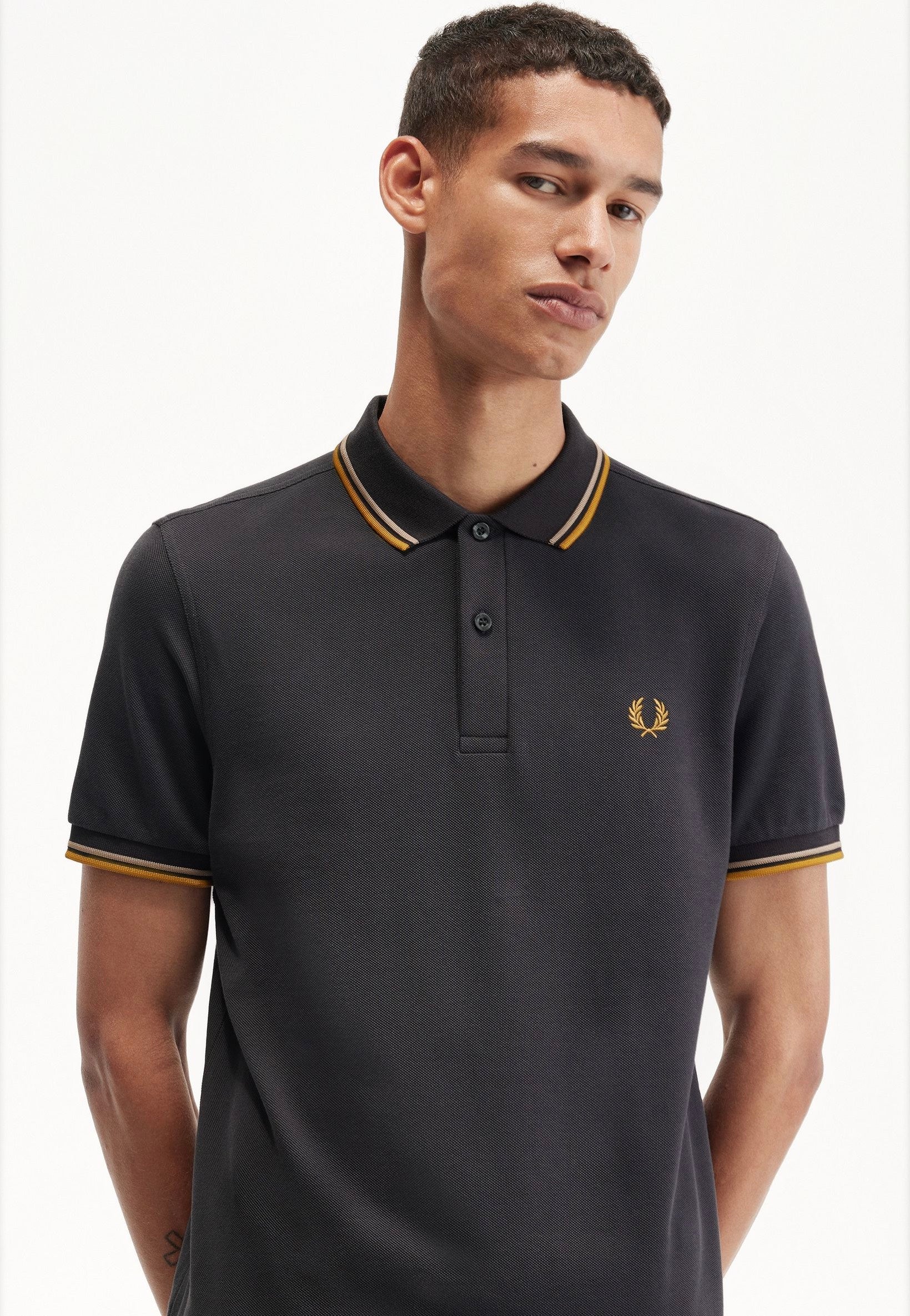 Fred Perry - Twin Tipped Anchor Grey/Warm Stone/Dark Caramel - Polo | Men-Image