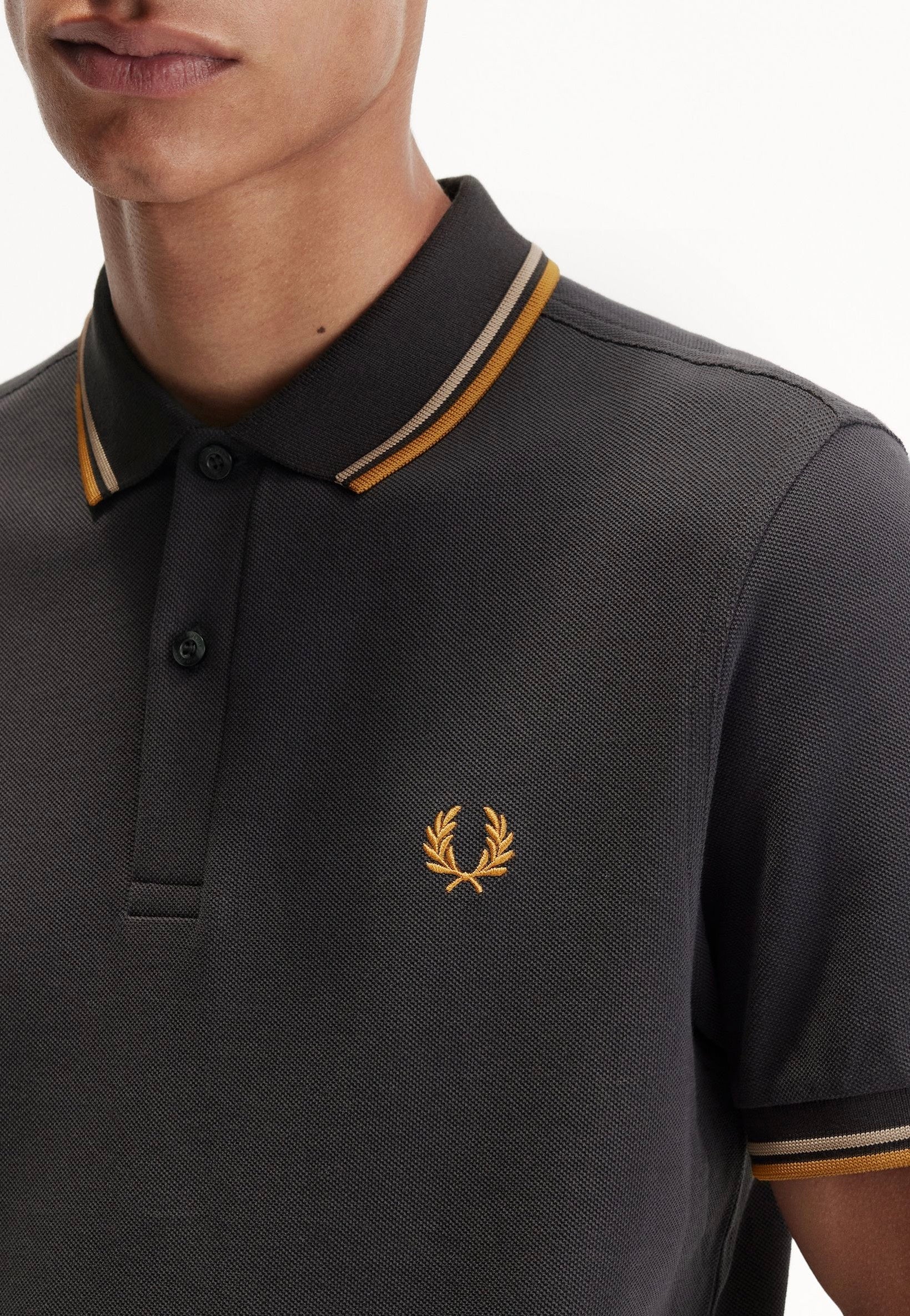 Fred Perry - Twin Tipped Anchor Grey/Warm Stone/Dark Caramel - Polo | Men-Image