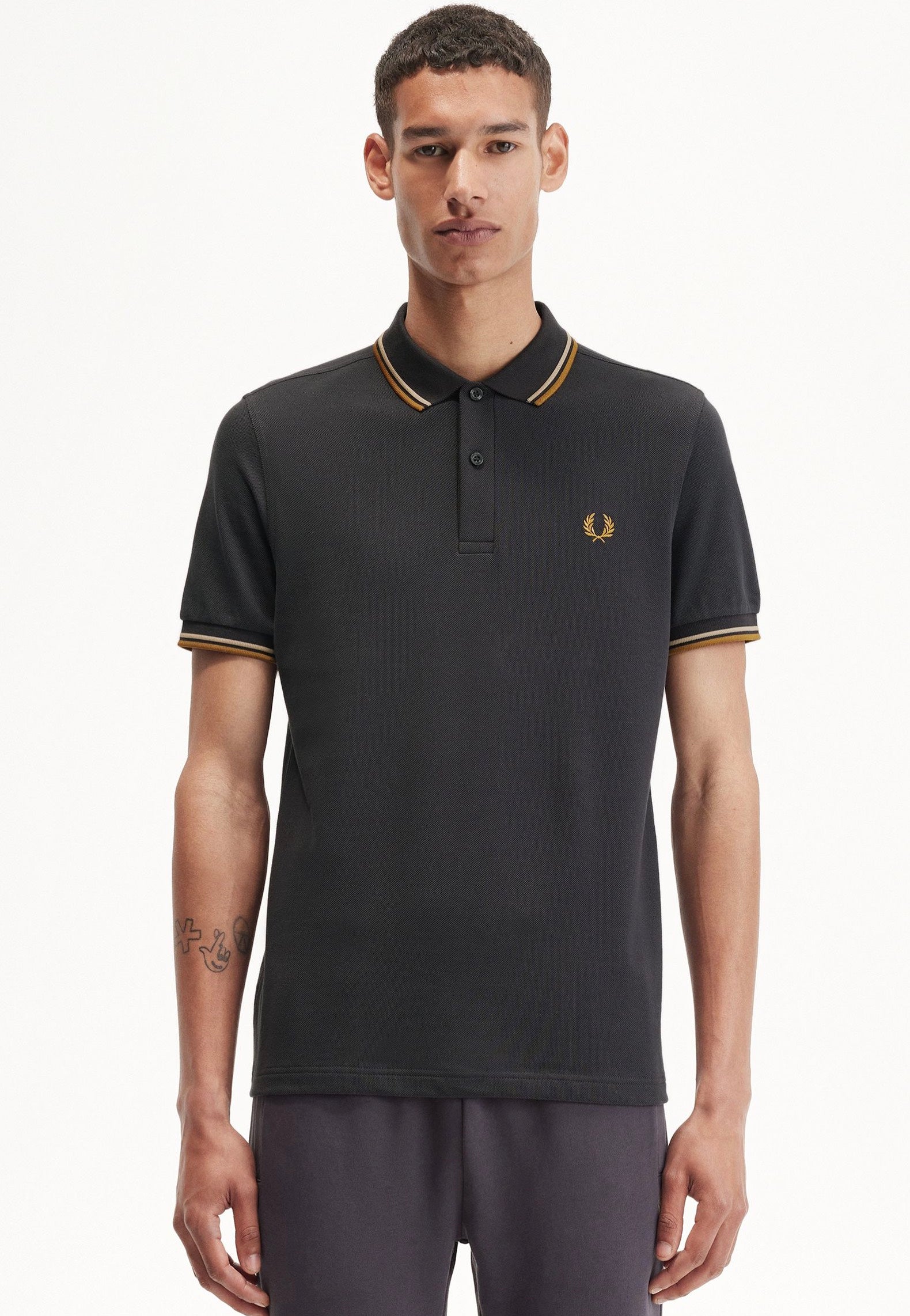 Fred Perry - Twin Tipped Anchor Grey/Warm Stone/Dark Caramel - Polo | Men-Image